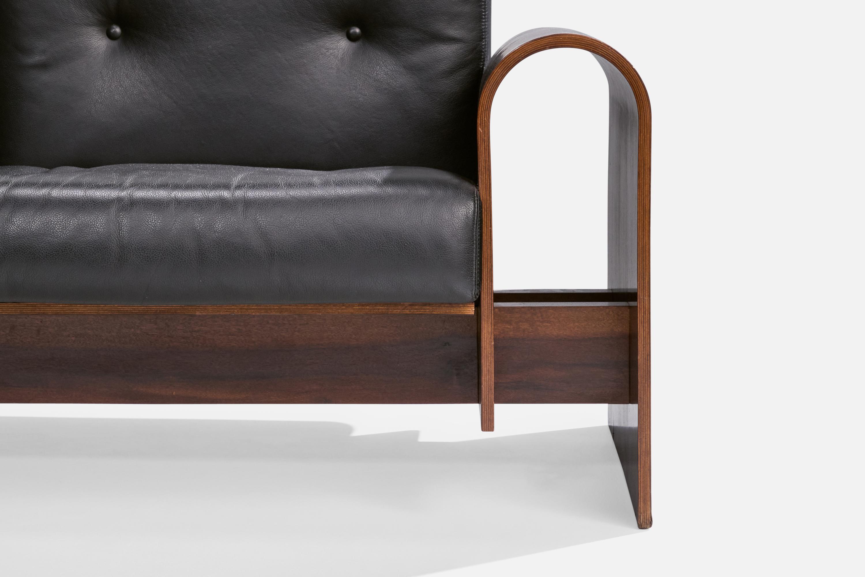 Oscar and Anna Maria Niemeyer, Sofa, Imbuia, Leather, Brazil, 1990 In Good Condition For Sale In High Point, NC