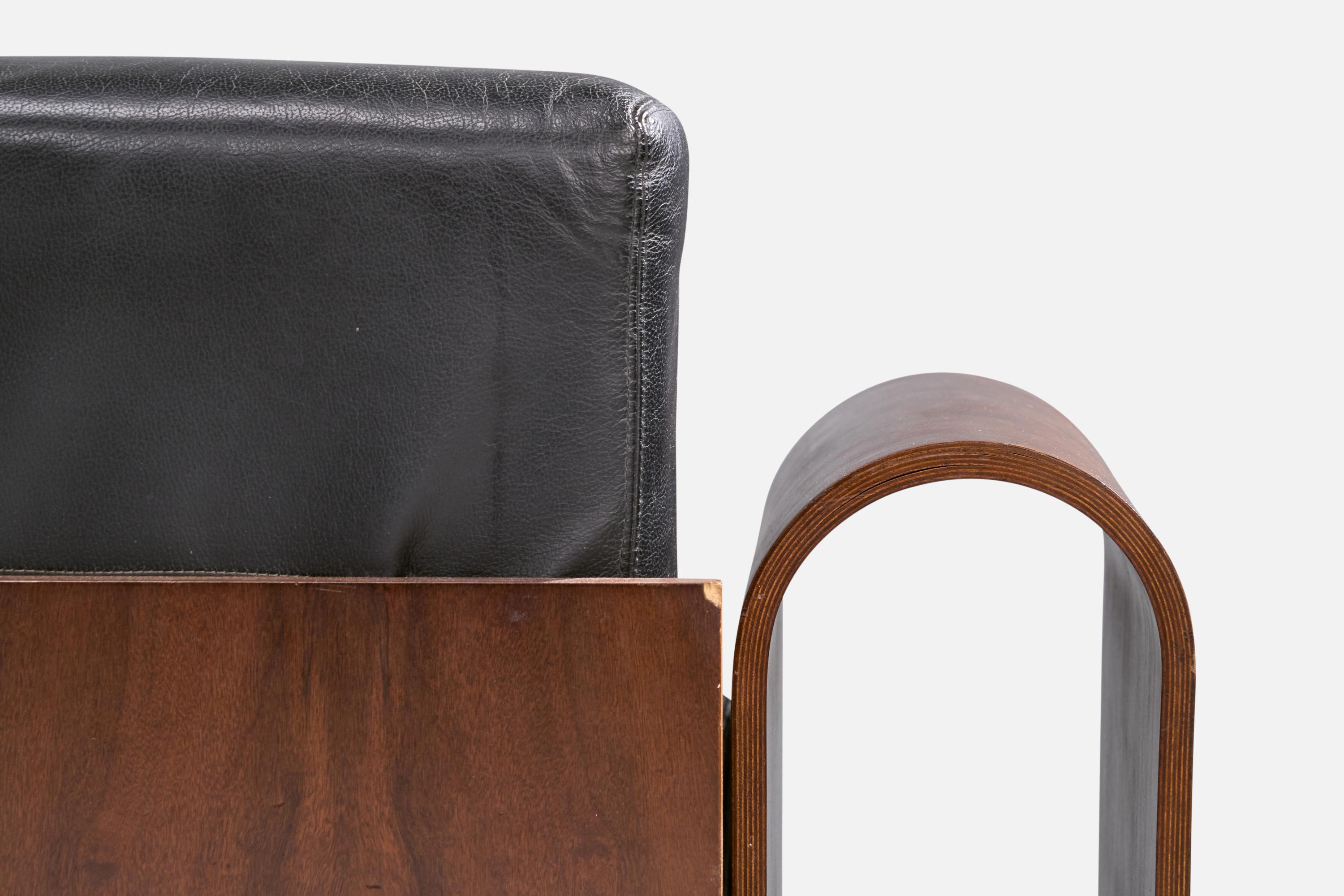 Oscar and Anna Maria Niemeyer, Sofa, Imbuia, Leather, Brazil, 1990 For Sale 2
