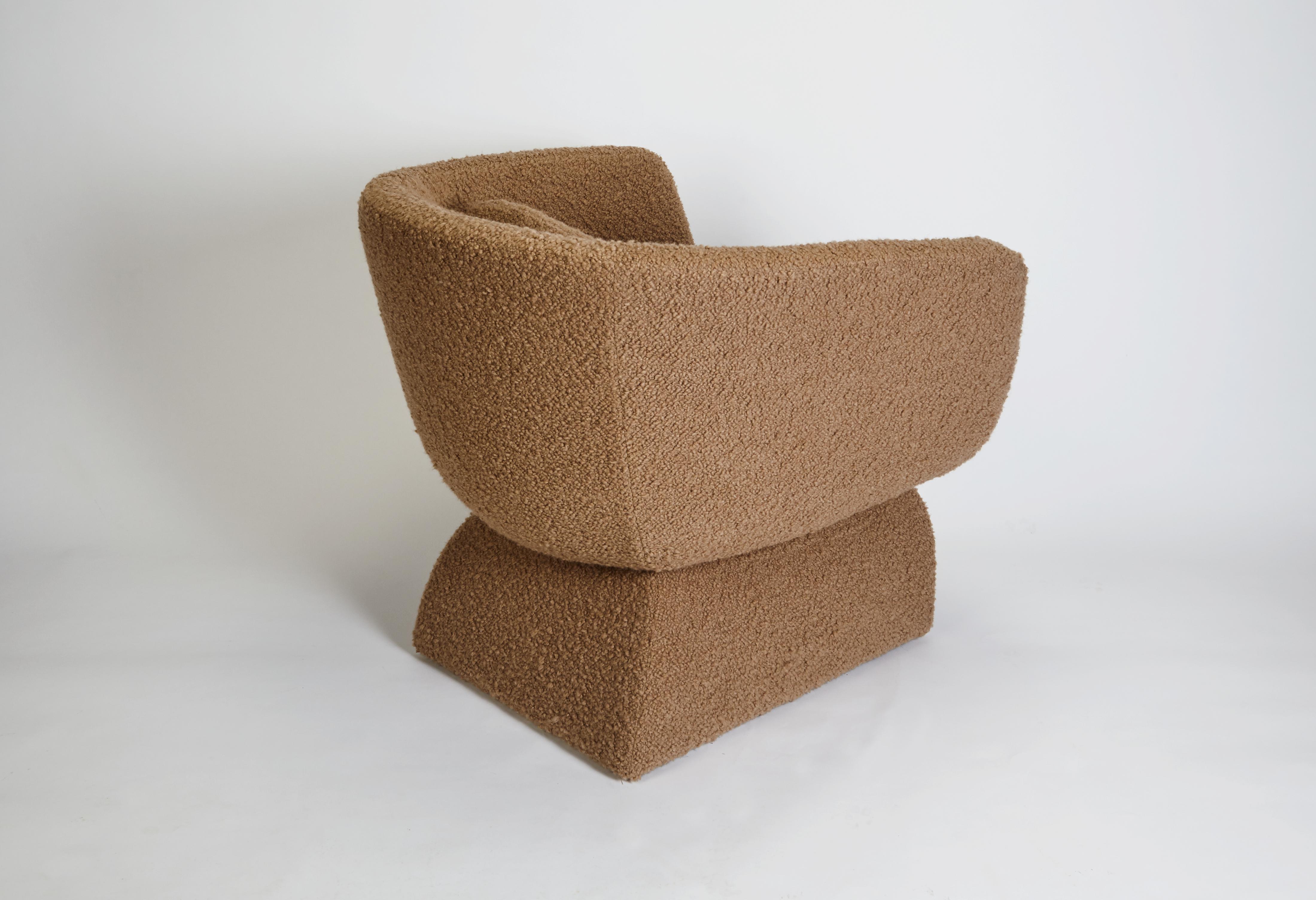 Hand-Crafted Oscar Armchair, Upholstered in Bouclé Fabric, Handcrafted in Portugal by Duistt For Sale