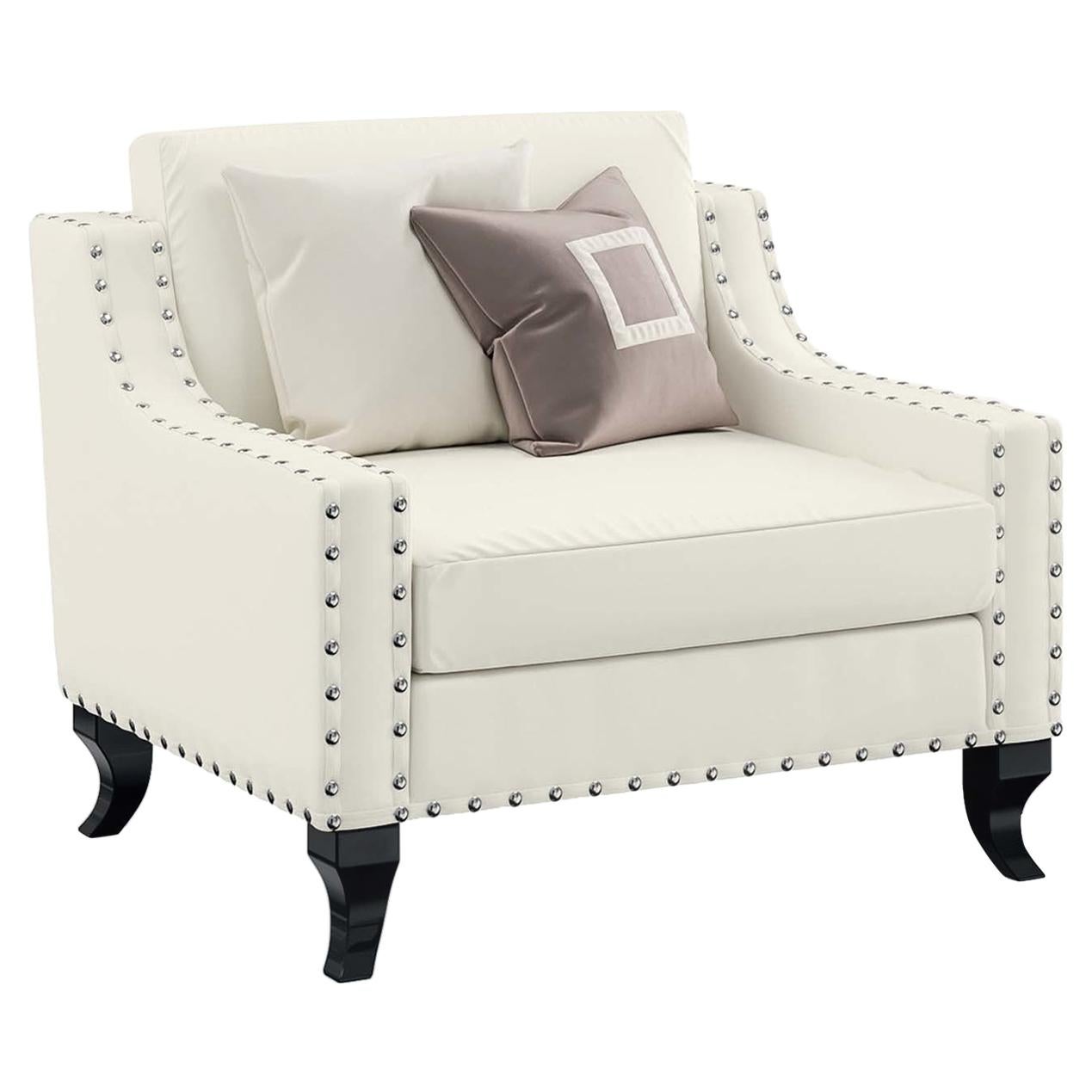 Oscar Armchair with Silver Leaf Details