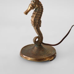 Oscar Bach arrt Arts & Crafts Bronze Figural Seahorse Table Lamps Unsigned C1920