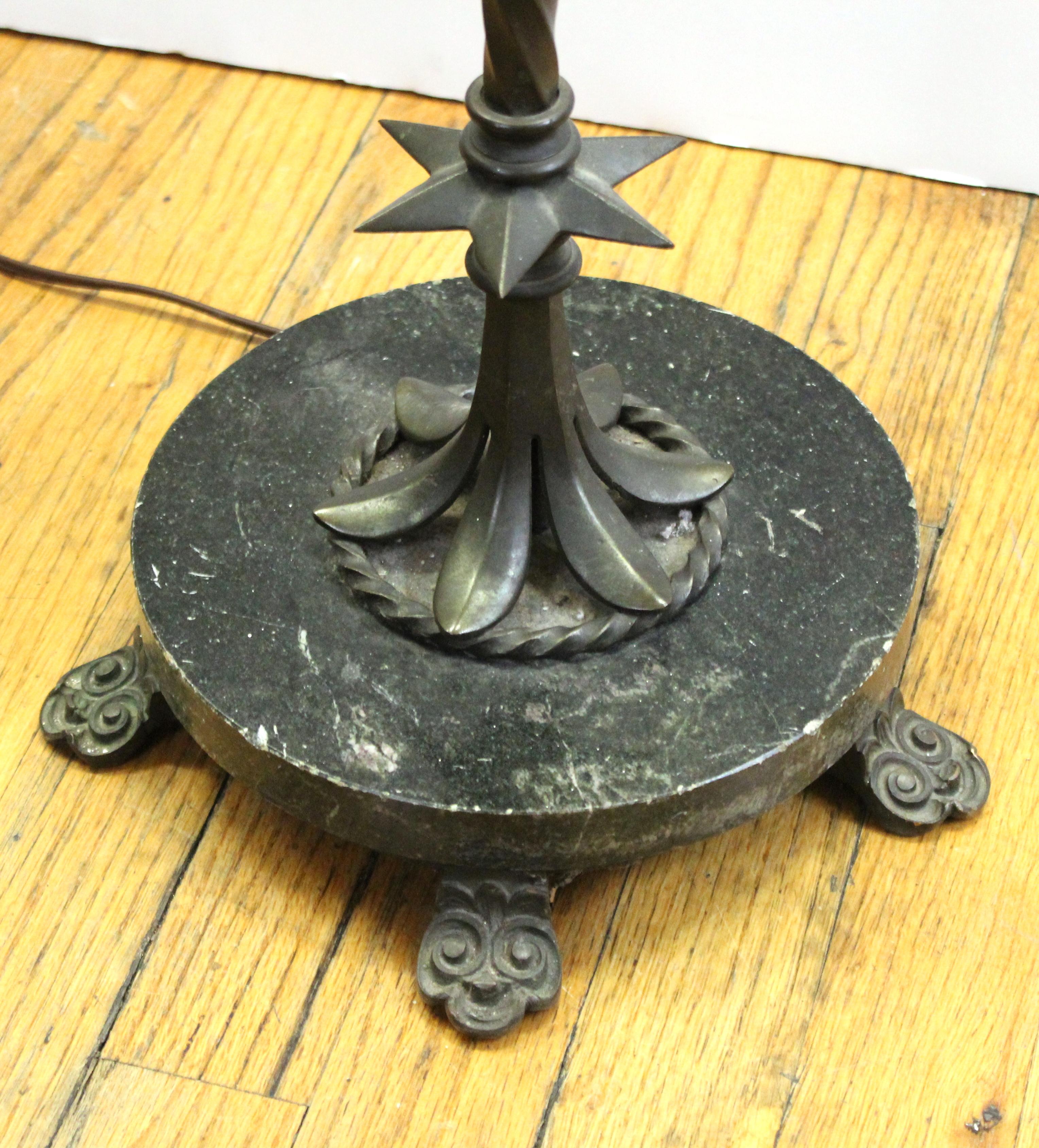 Oscar Bach Art Deco Bronze Floor Lamp with Mica Shade 4