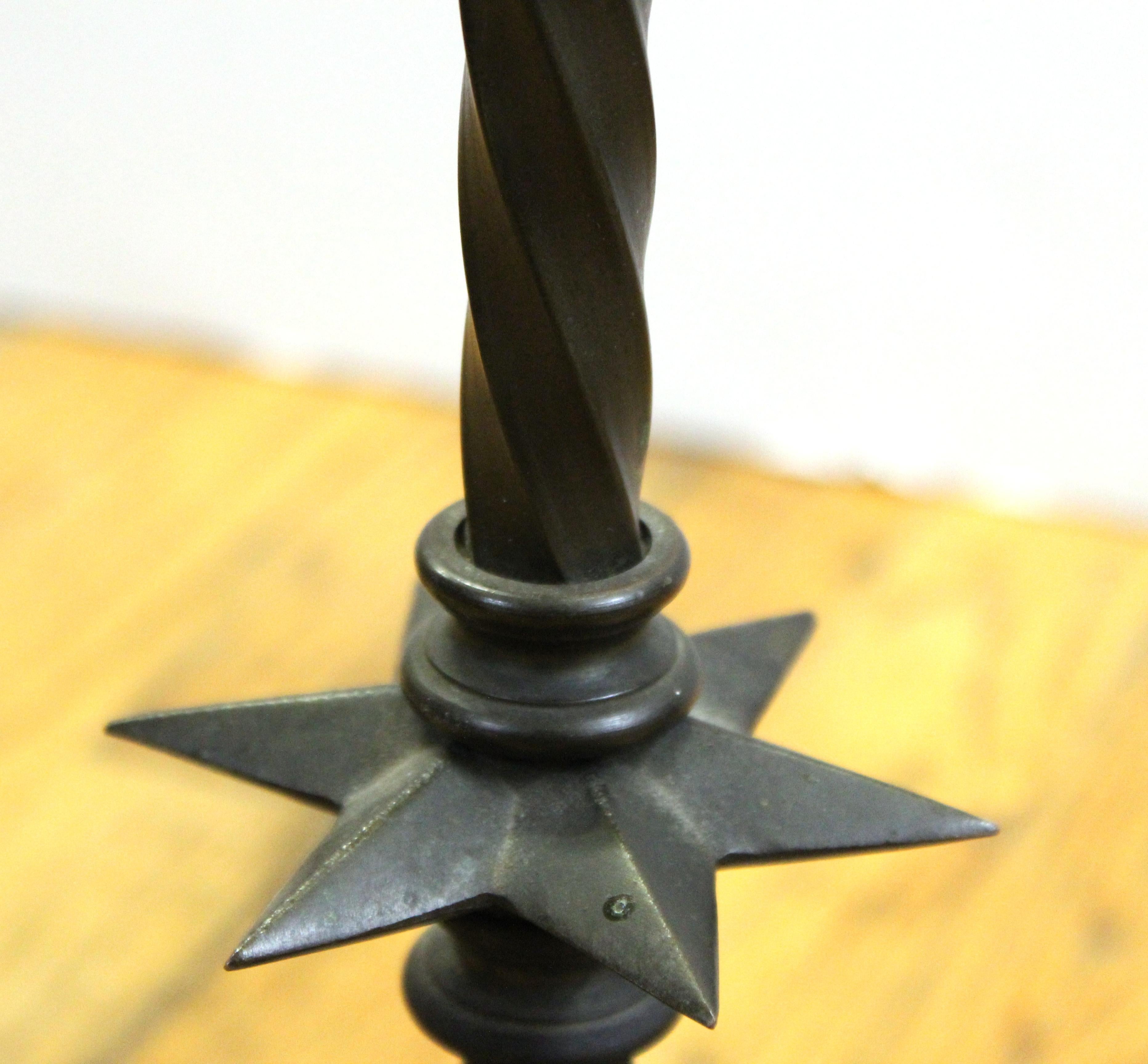 Oscar Bach Art Deco Bronze Floor Lamp with Mica Shade 6