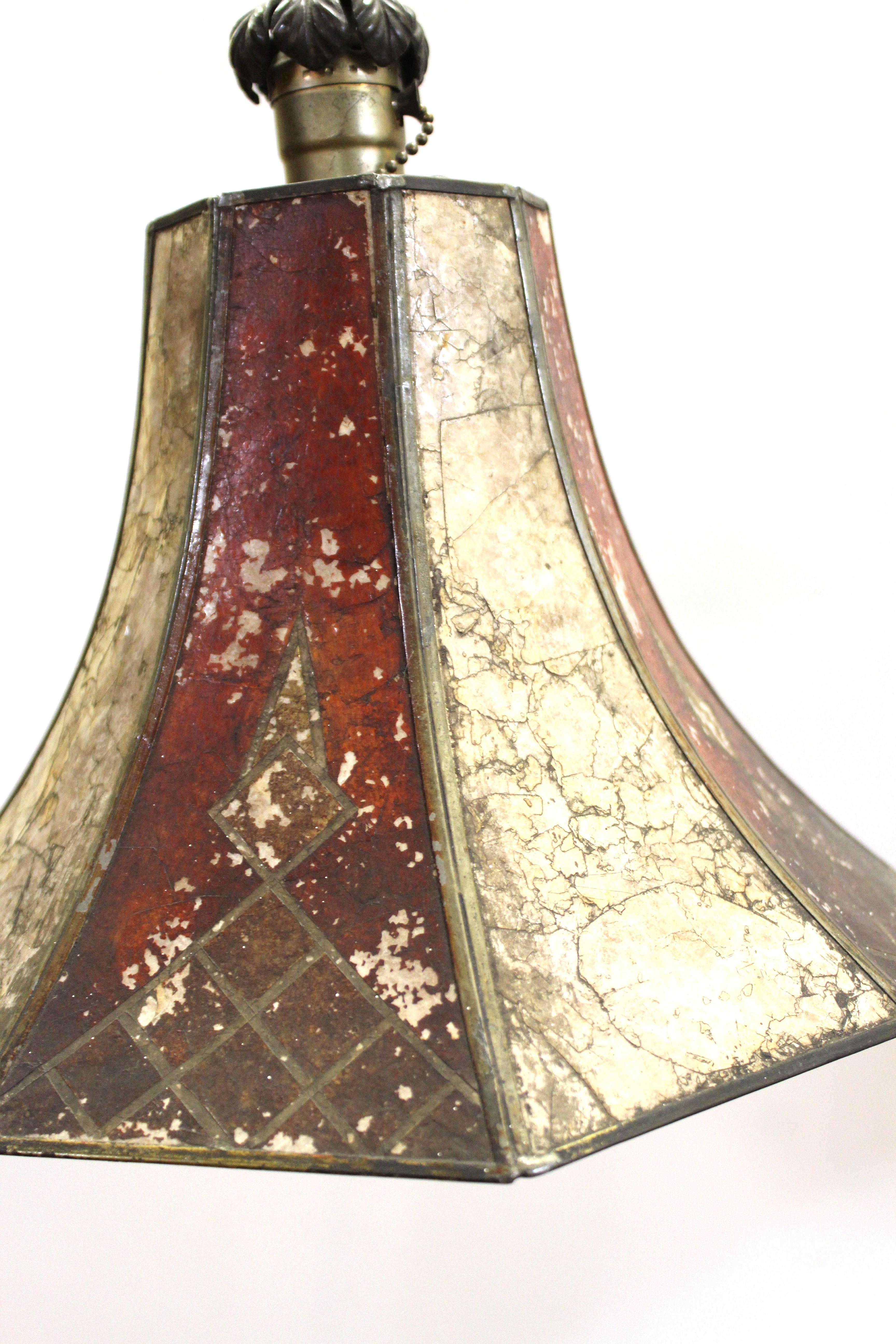 Early 20th Century Oscar Bach Art Deco Bronze Floor Lamp with Mica Shade