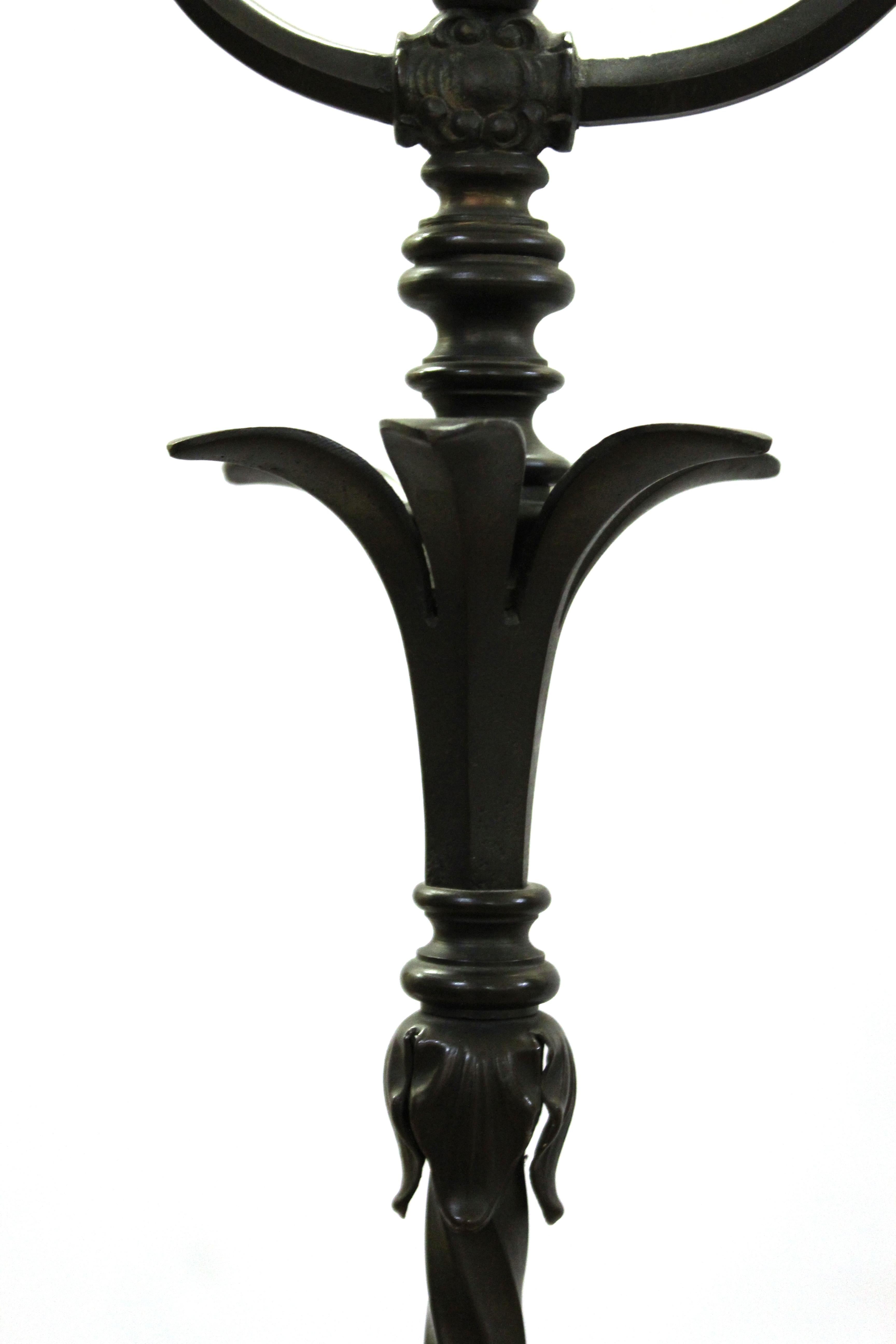 Oscar Bach Art Deco Bronze Floor Lamp with Mica Shade 3