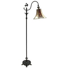 Oscar Bach Art Deco Bronze Floor Lamp with Mica Shade