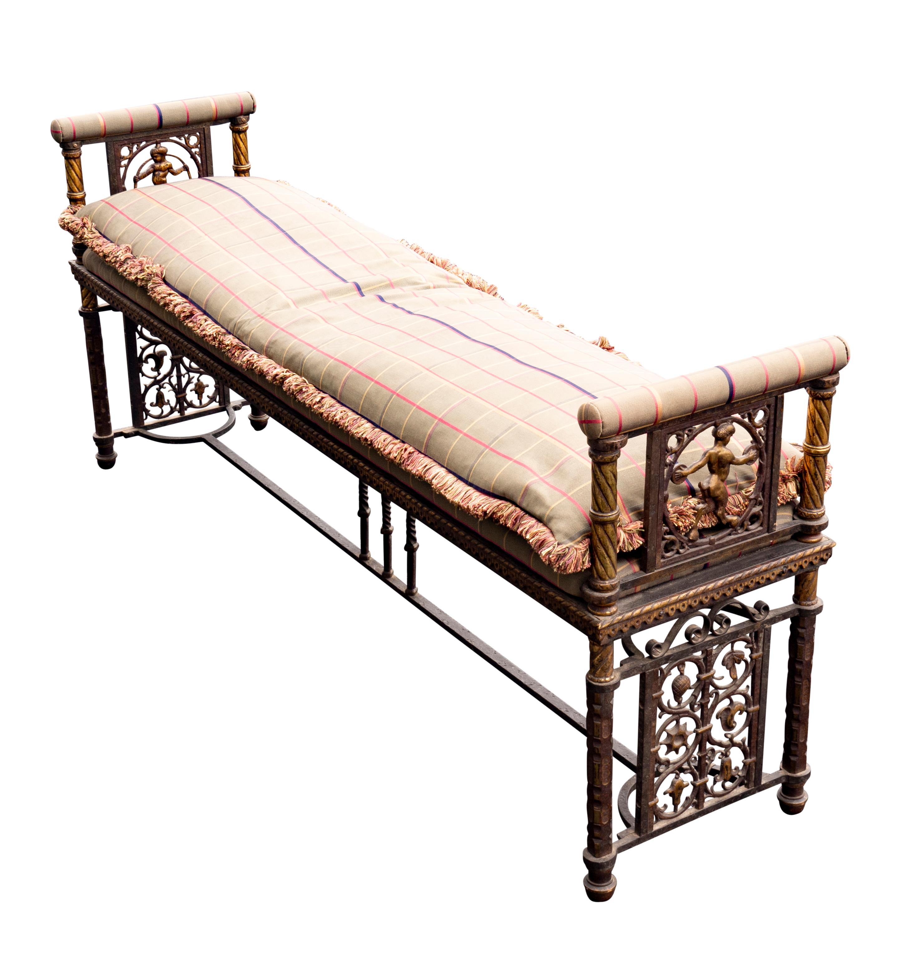 Oscar Bach Art Deco Wrought Iron And Bronze Bench For Sale 3