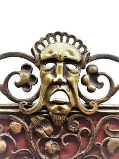 Oscar Bach, Arts & Crafts Gilt Bronze & Enamel-Painted Metal Wall Mirror, 1900s