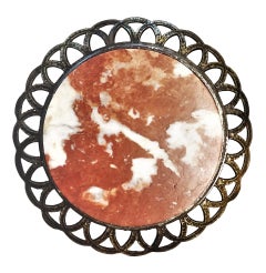 Oscar Bach, Arts & Crafts Gilt Wrought Iron and Marble Pedestal, 1900s