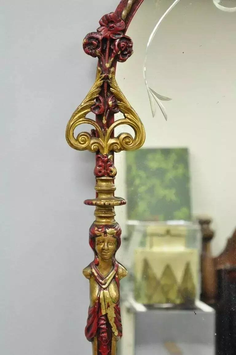 Oscar Bach Attr. Consola de hierro con tapa de bronce y ónice y espejo figurado en Bueno estado para la venta en Philadelphia, PA