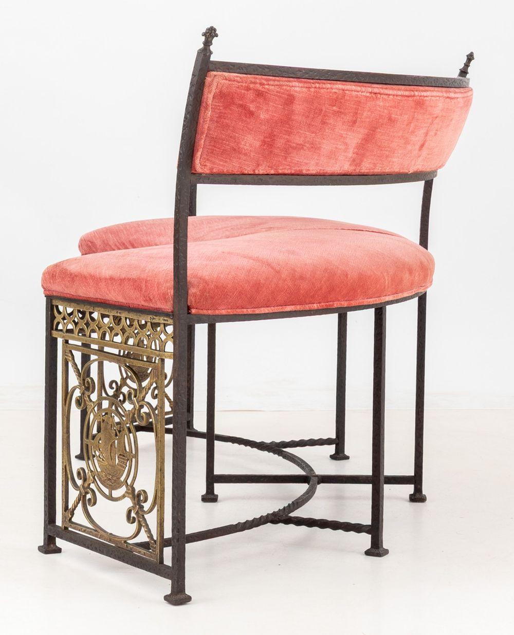 Oscar Bach Attr. Velvet Upholstered Curved Bench For Sale 1