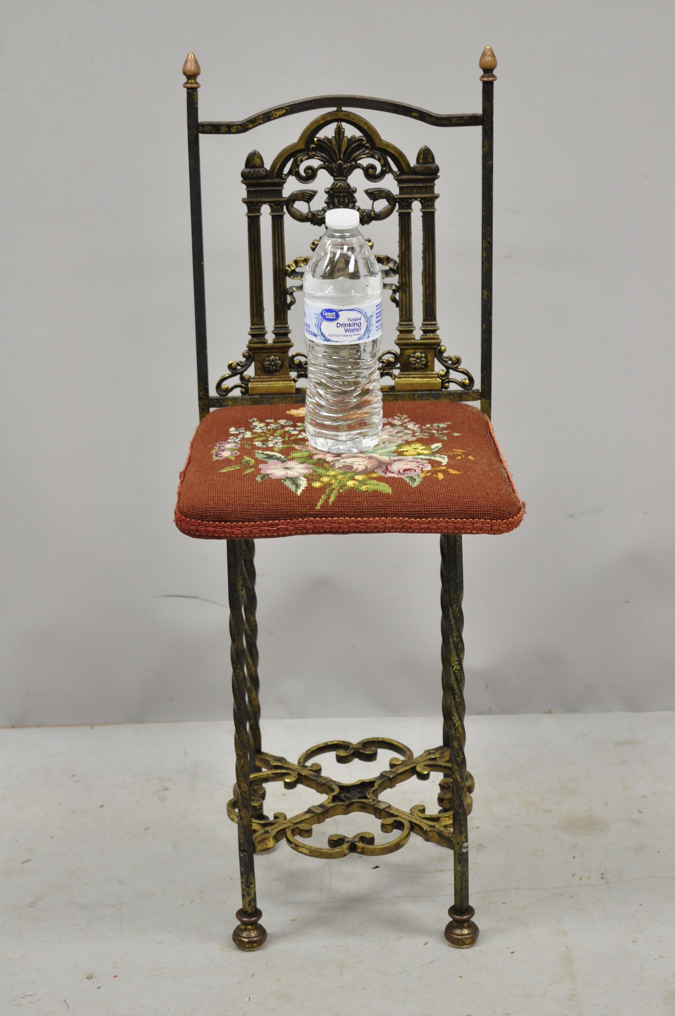 Oscar Bach Attributed Figural Bronze Marble-Top Telephone Hall Stand with Chair For Sale 2