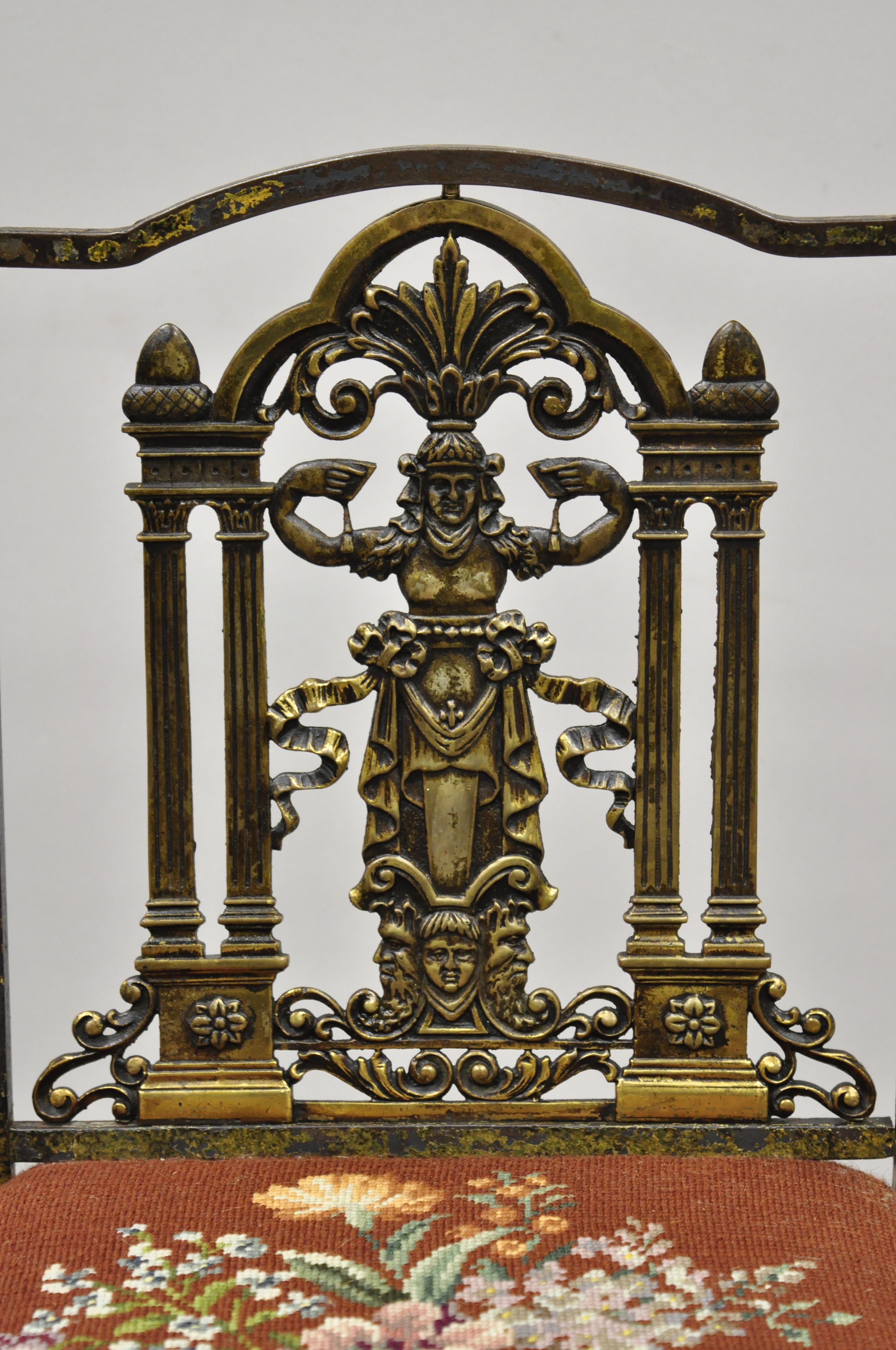 Oscar Bach Attributed Figural Bronze Marble-Top Telephone Hall Stand with Chair For Sale 4