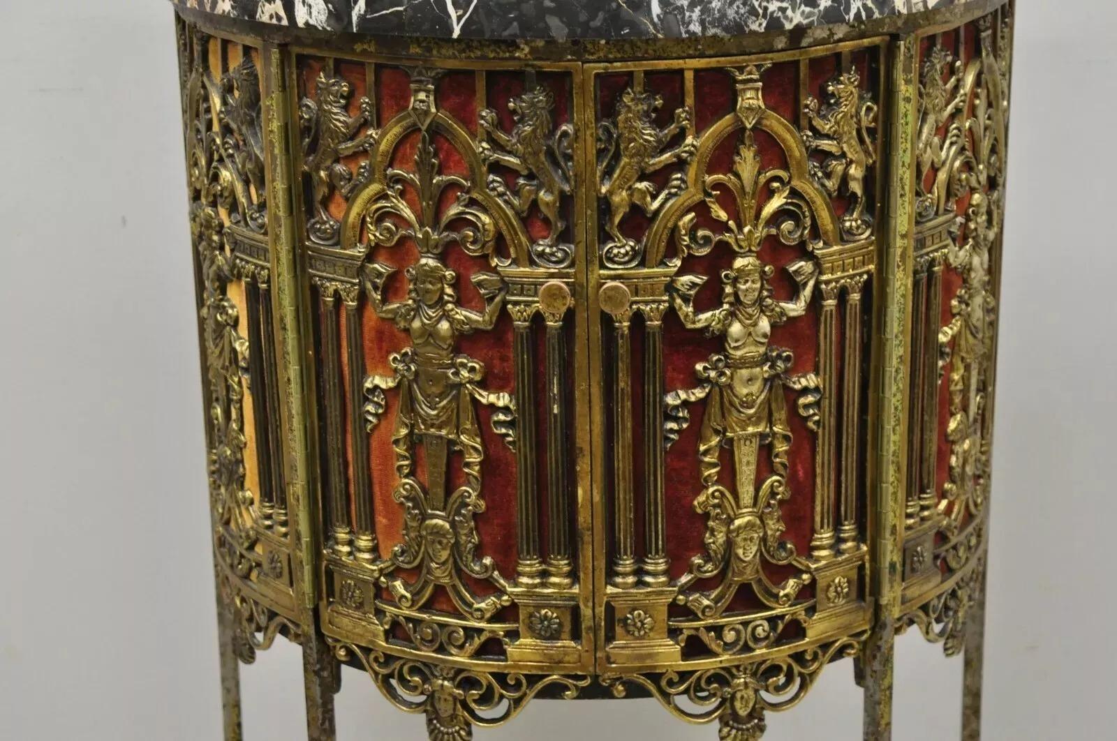 Oscar Bach zugeschrieben Figural Bronze Marmor Top Telefon Hall Stand mit Stuhl im Zustand „Gut“ im Angebot in Philadelphia, PA