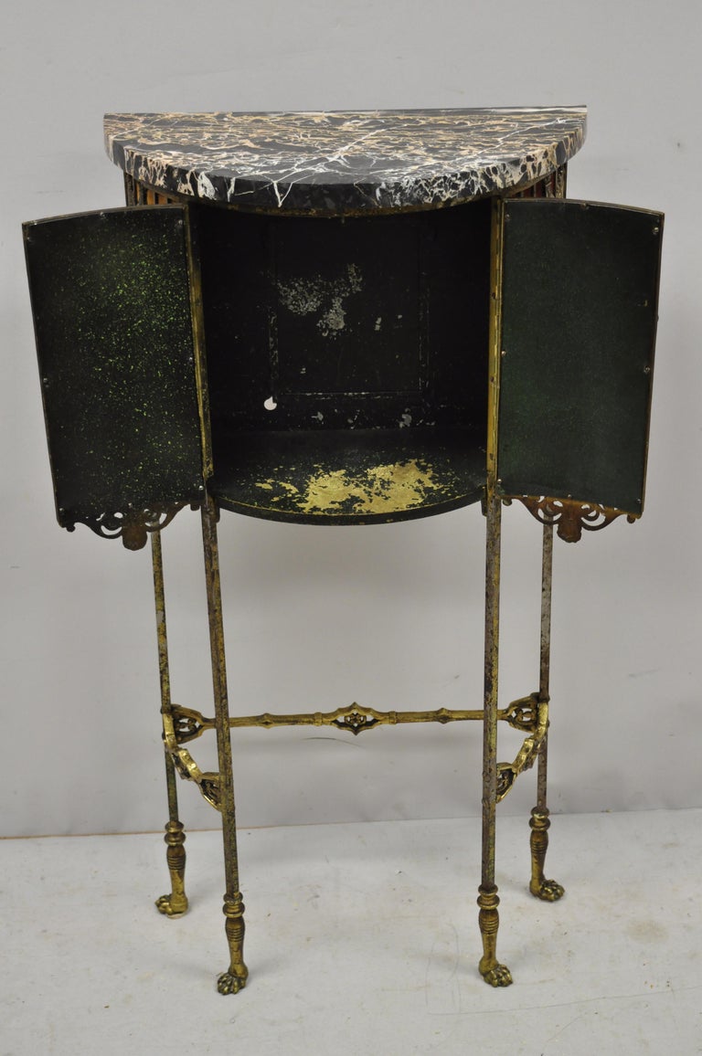 Oscar Bach Attributed Figural Bronze MarbleTop Telephone Hall Stand with Chair For Sale at 1stDibs