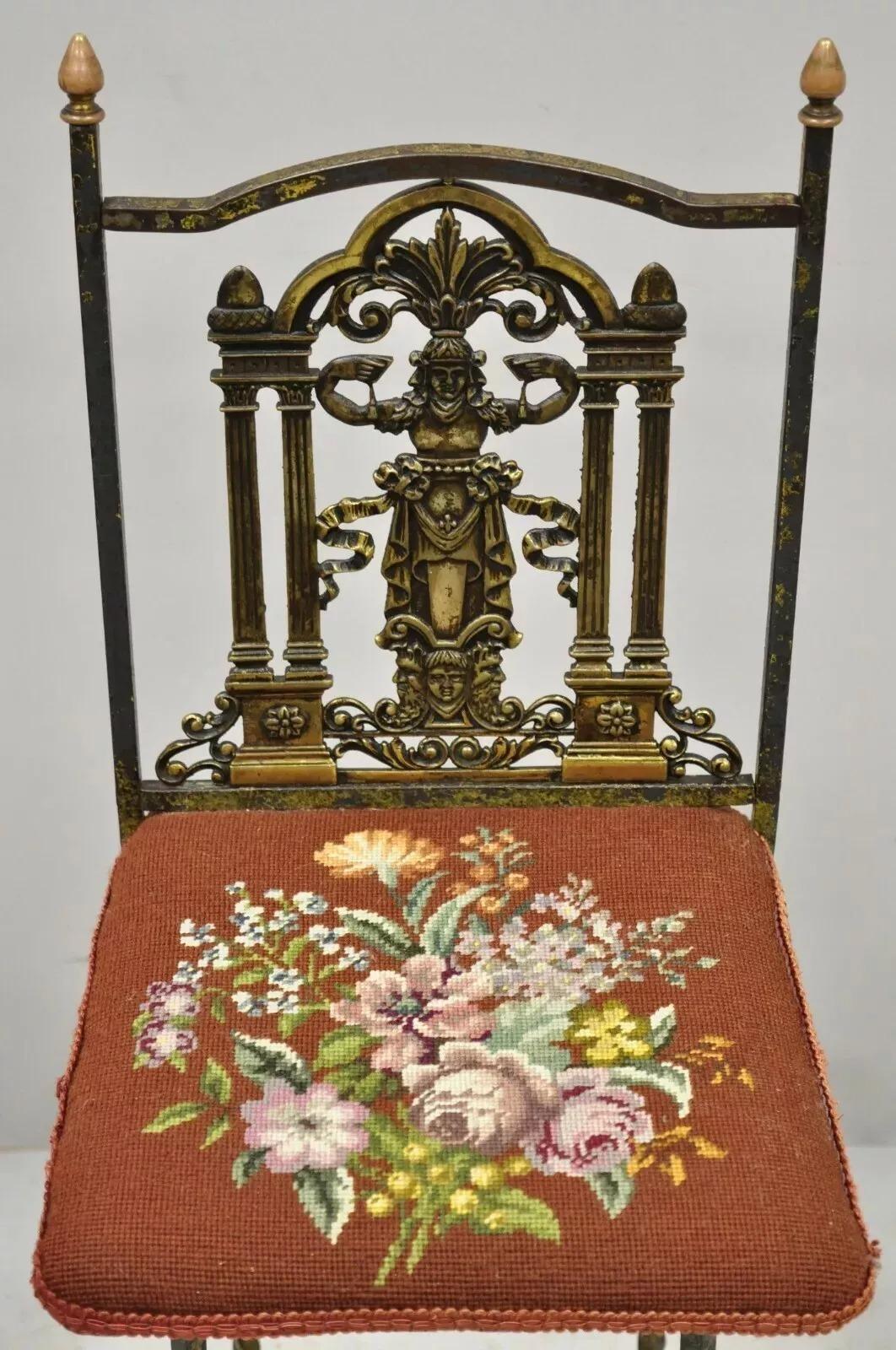 Oscar Bach zugeschrieben Figural Bronze Marmor Top Telefon Hall Stand mit Stuhl im Angebot 3