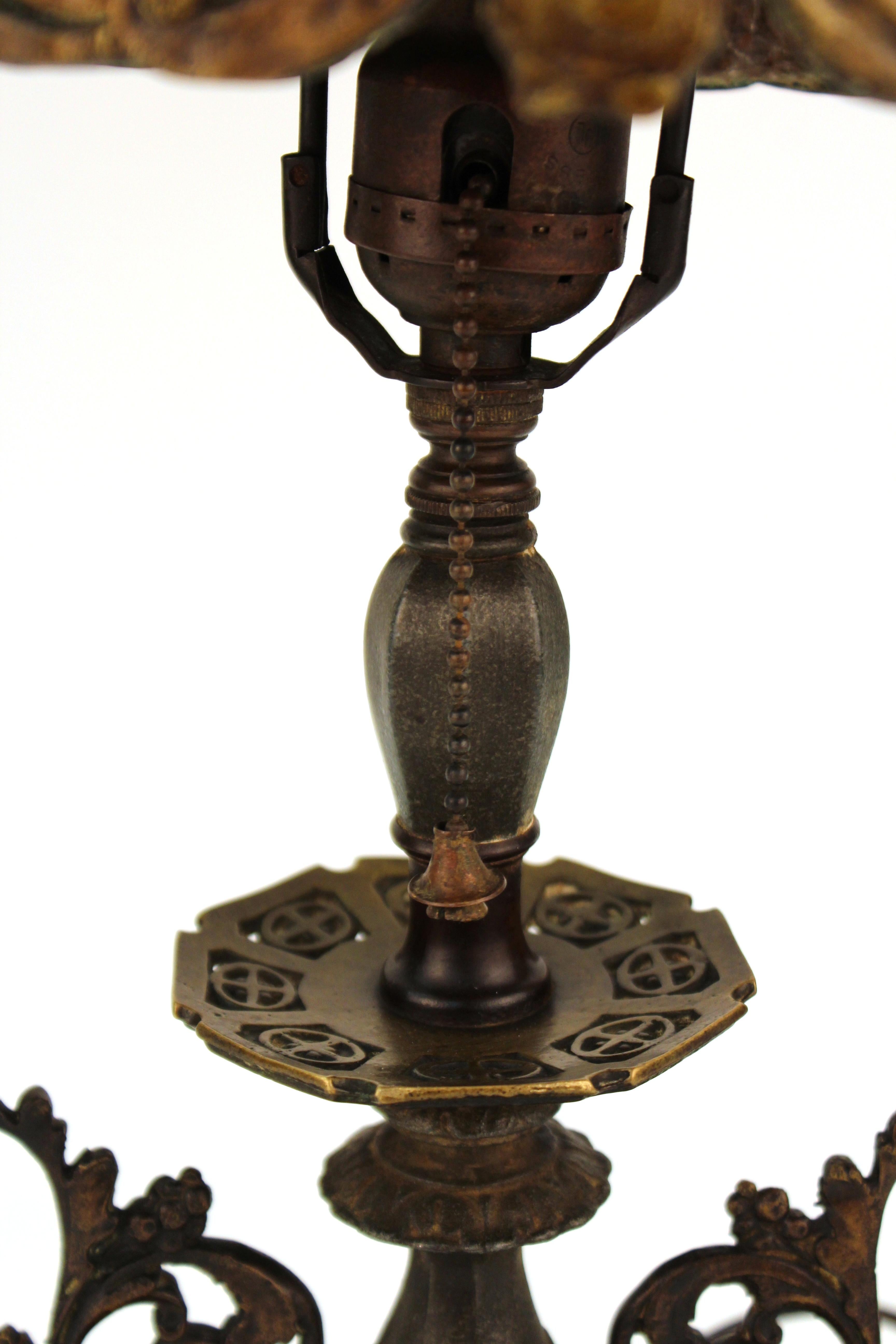 American Oscar Bach Bacchus Boudoir Table Lamp with Mica Shade