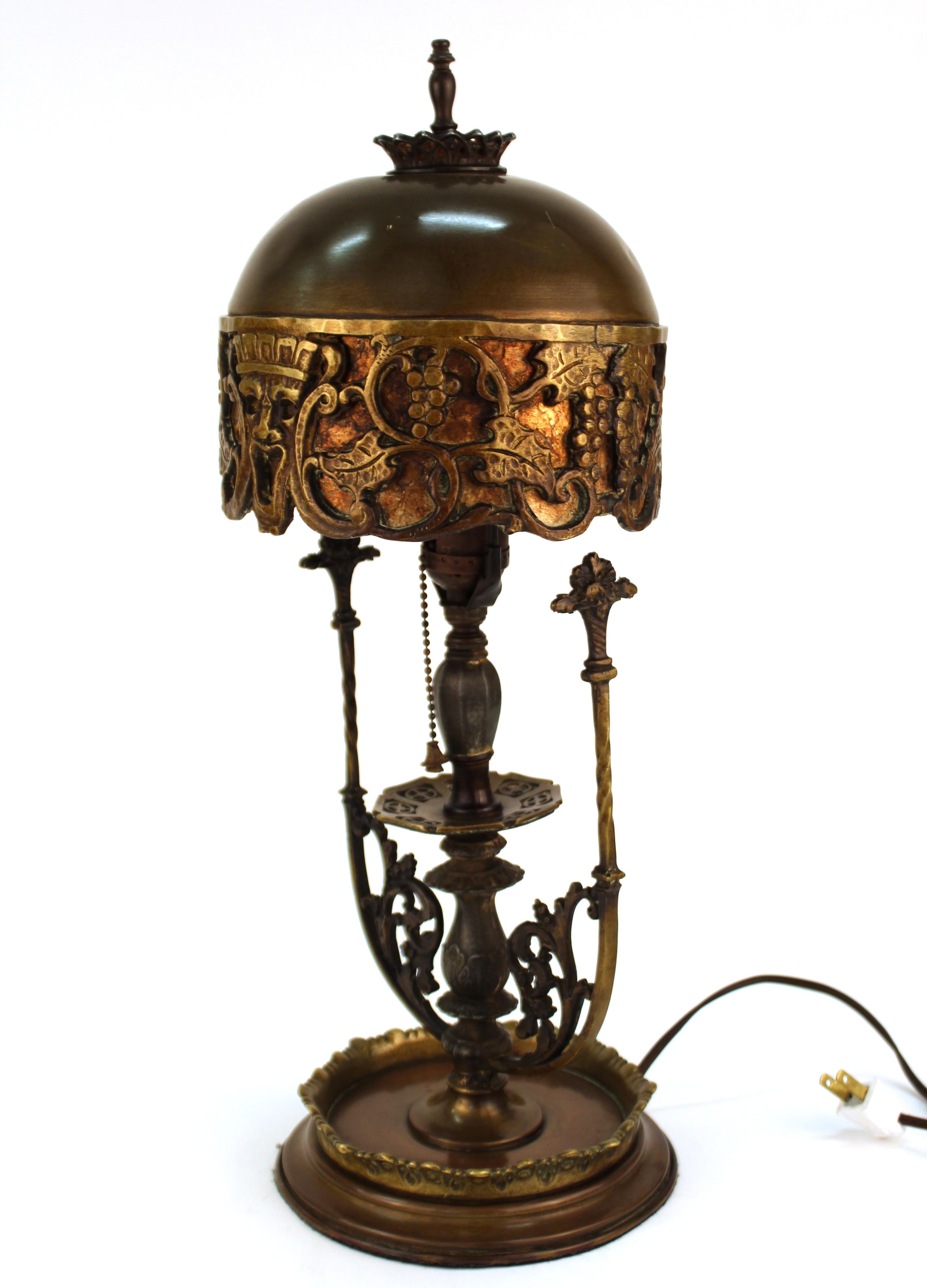 Oscar Bach Bacchus Boudoir Table Lamp with Mica Shade In Good Condition In New York, NY