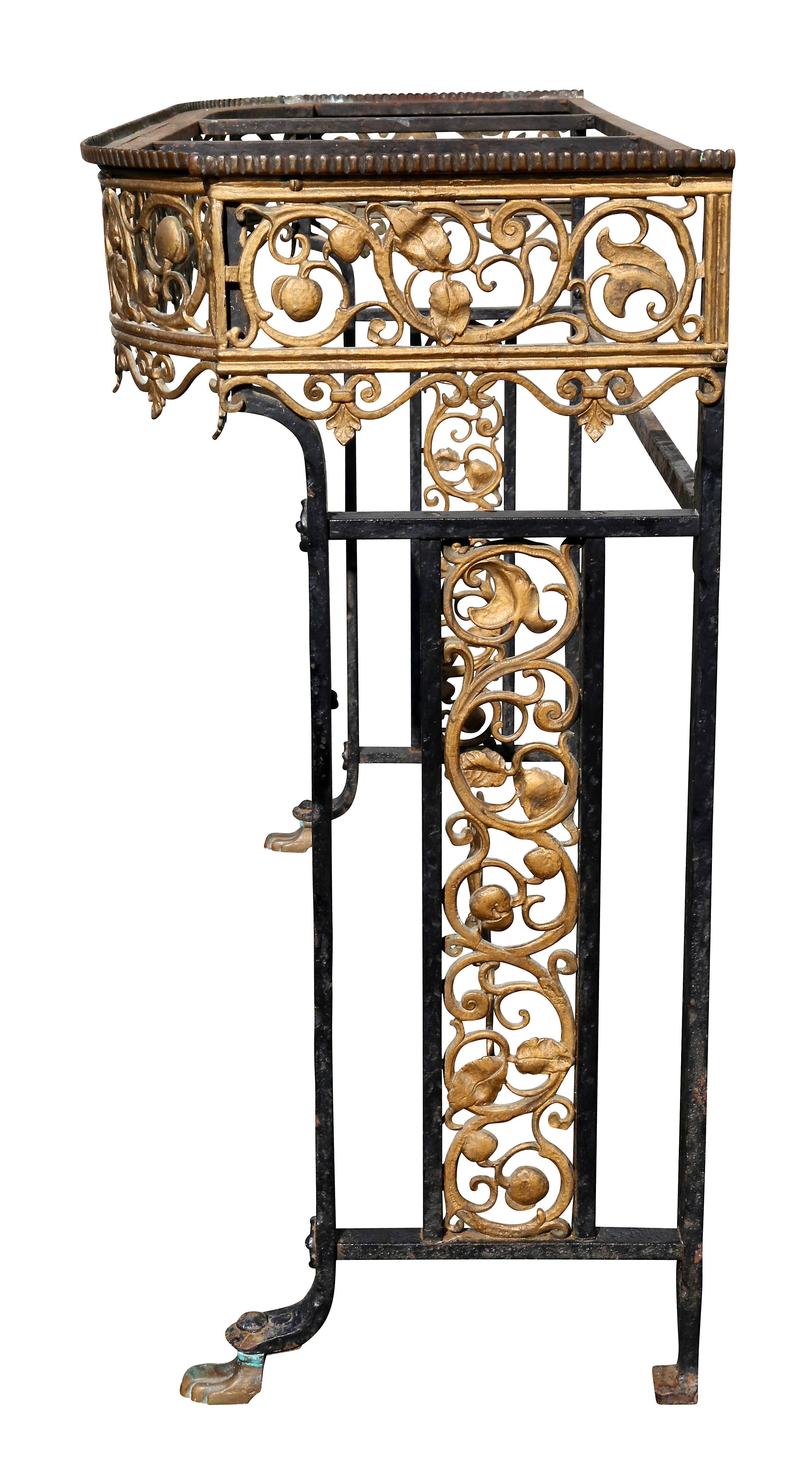 Mid-20th Century Oscar Bach Bronze and Wrought Iron Console Table