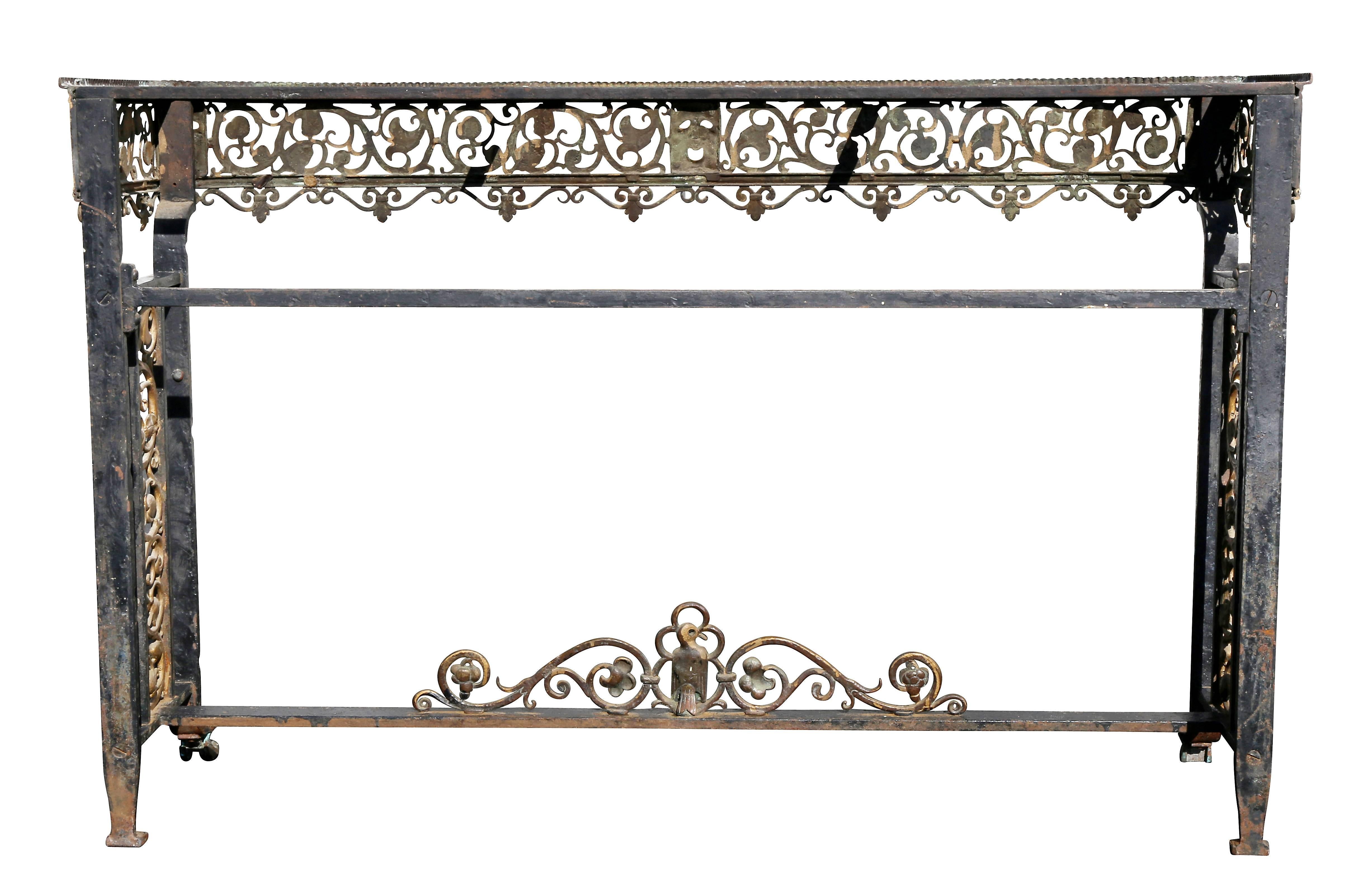 Oscar Bach Bronze and Wrought Iron Console Table 2