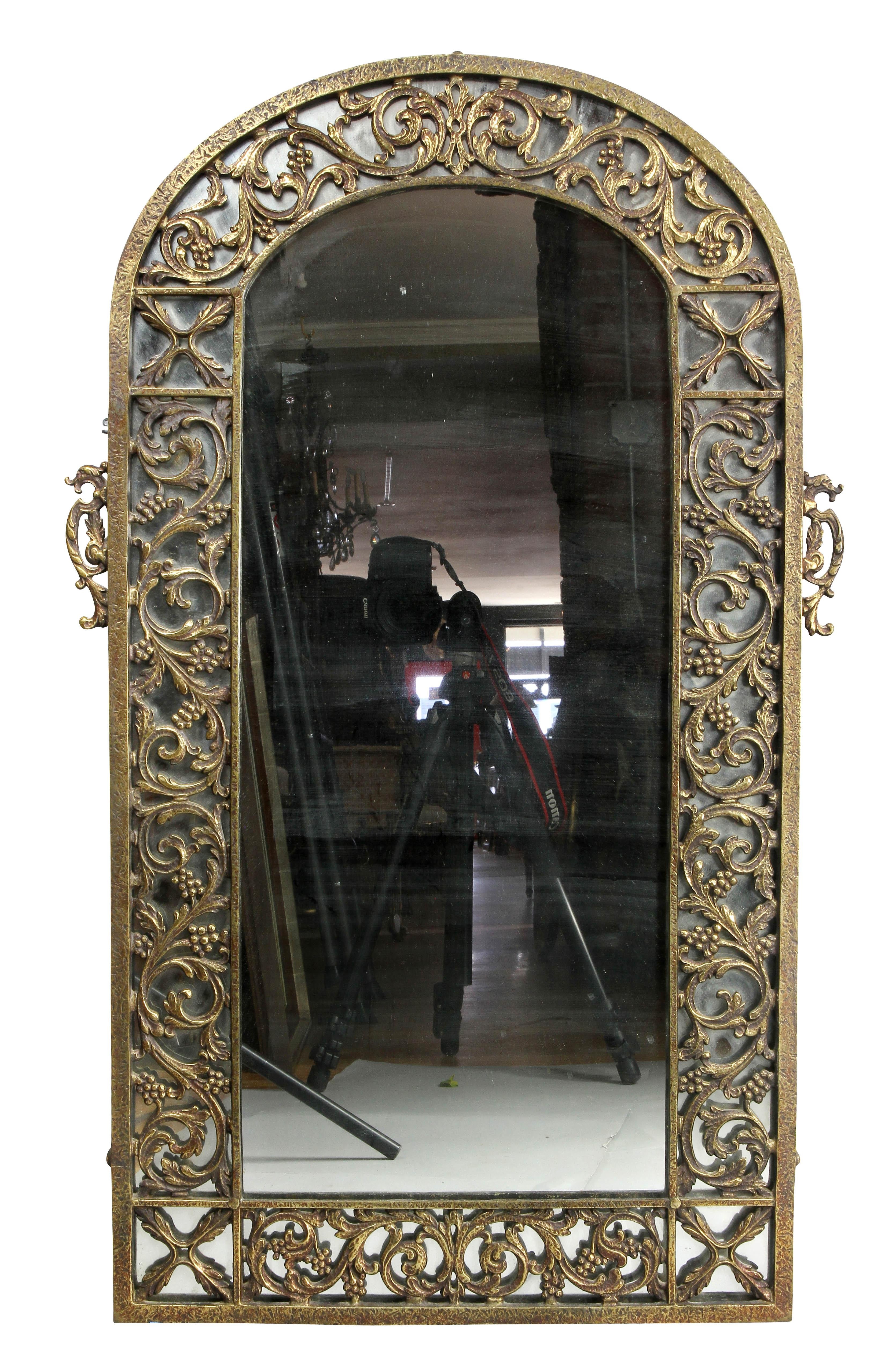 Mid-20th Century Oscar Bach Bronze Wall Mirror For Sale