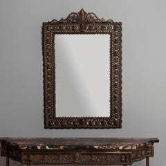 Oscar Bach Egyptian Revival Bronze Marble Top Console & Mirror, Circa 1910