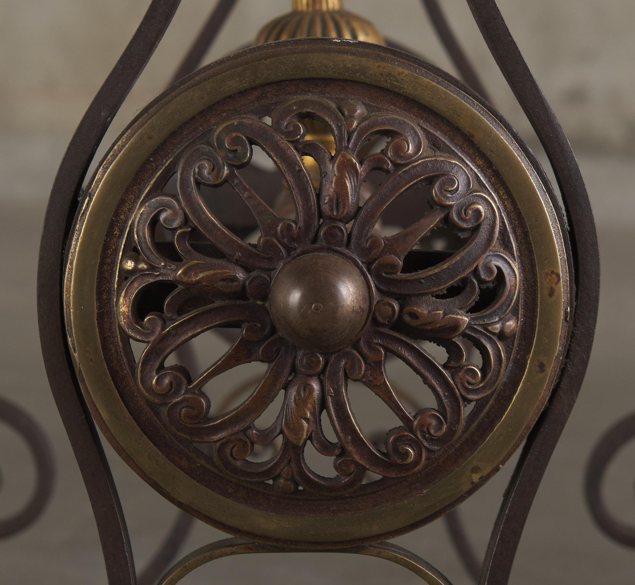 Oscar Bach Iron and Brass Floral Side Table, c1920 For Sale 1
