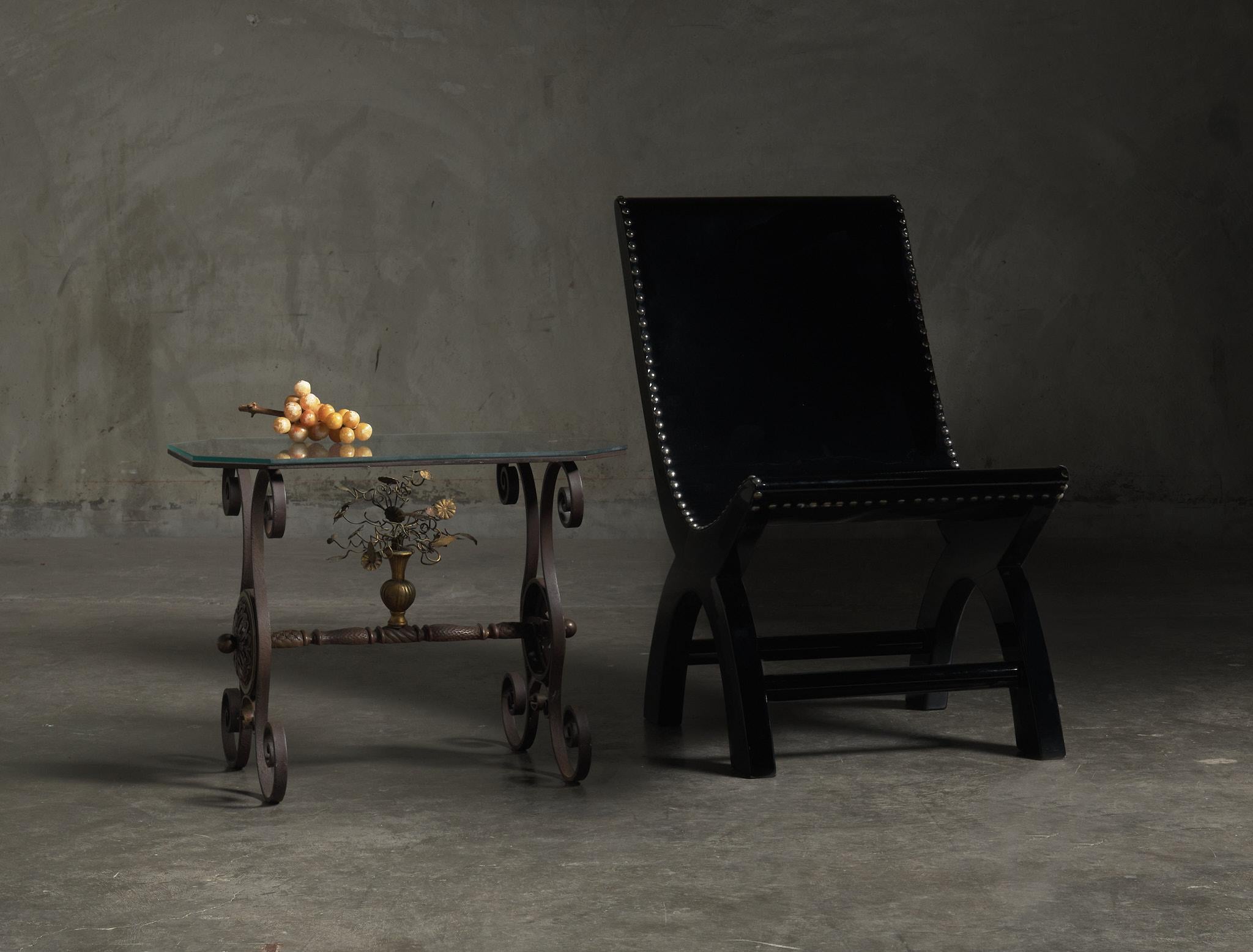 Oscar Bach Iron and Brass Floral Side Table, c1920 For Sale 3