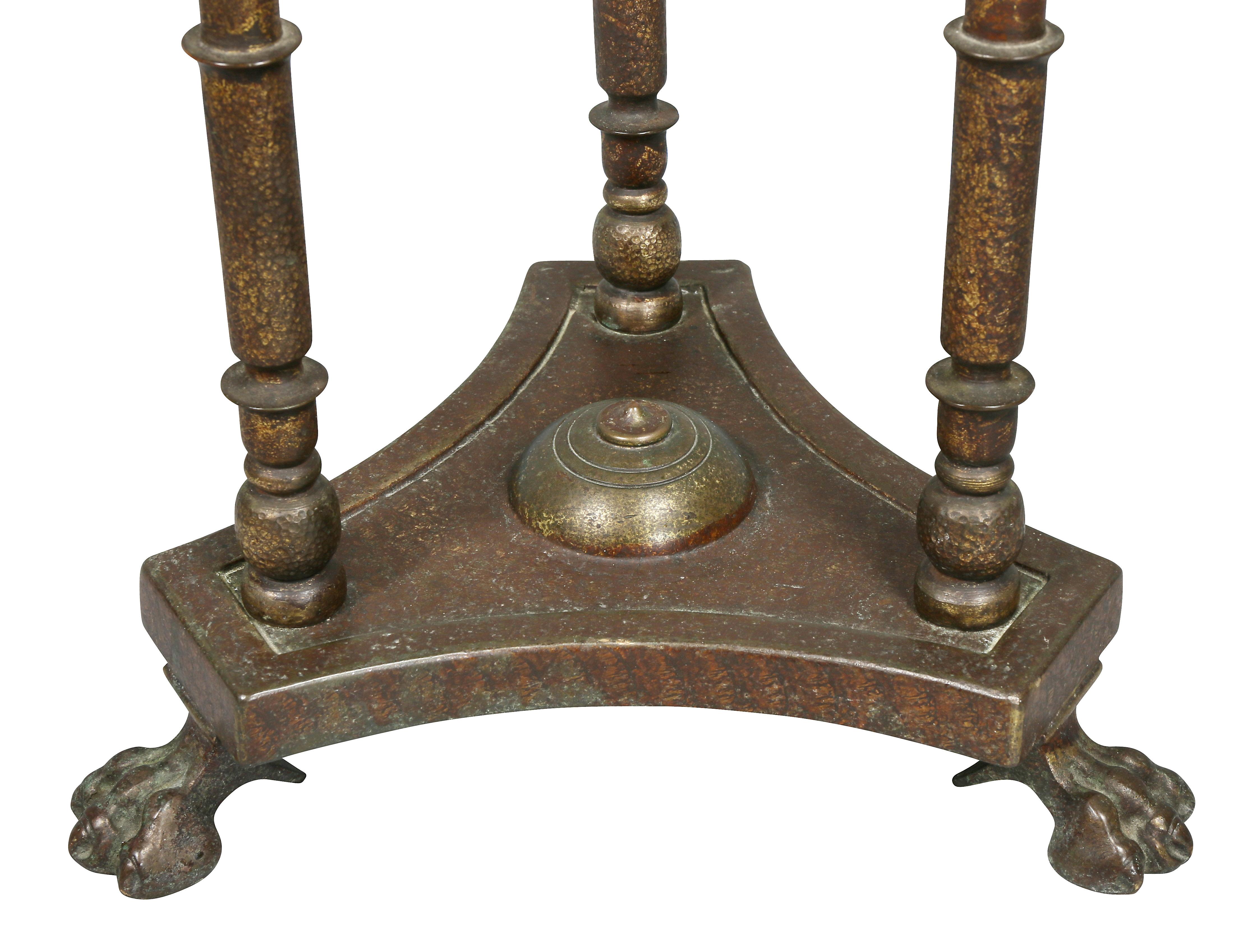 American Oscar Bach Iron and Marble Pedestal Table