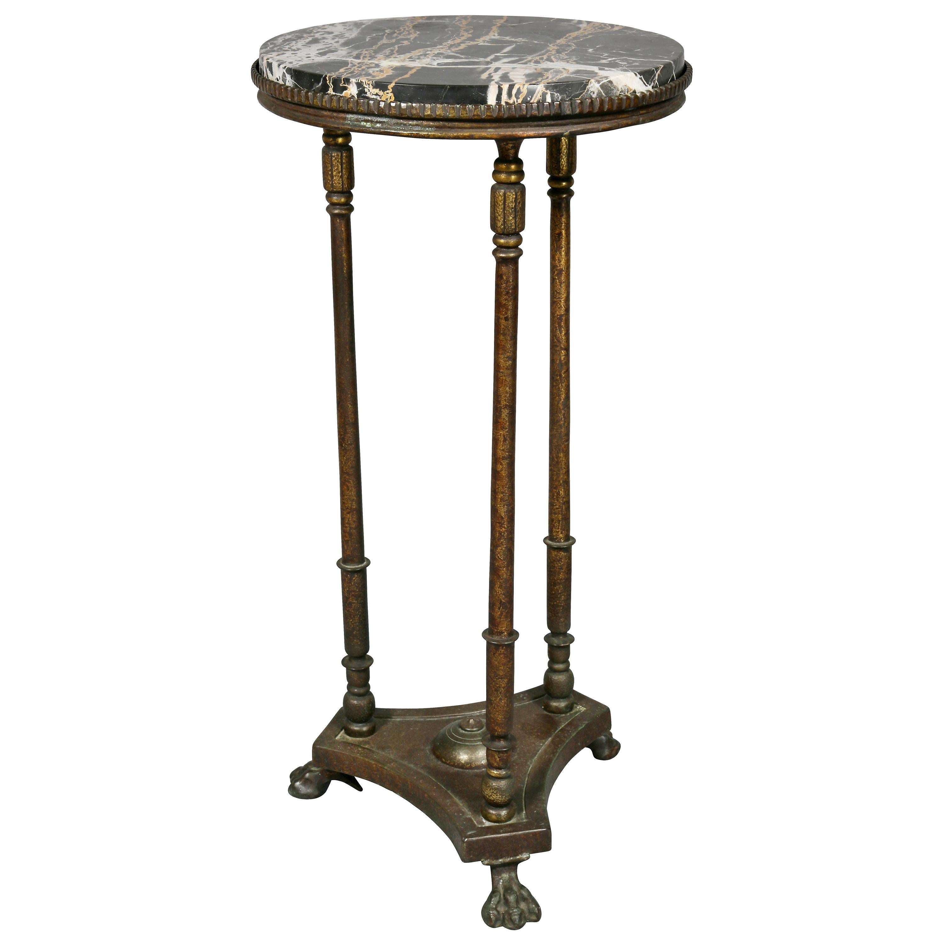 Oscar Bach Iron and Marble Pedestal Table