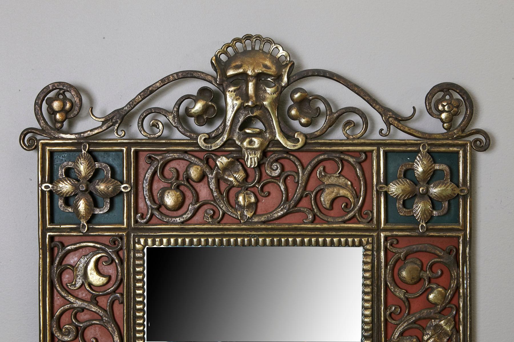 Arts and Crafts Oscar Bach Italianate Mirror and Console Set, 1923 For Sale