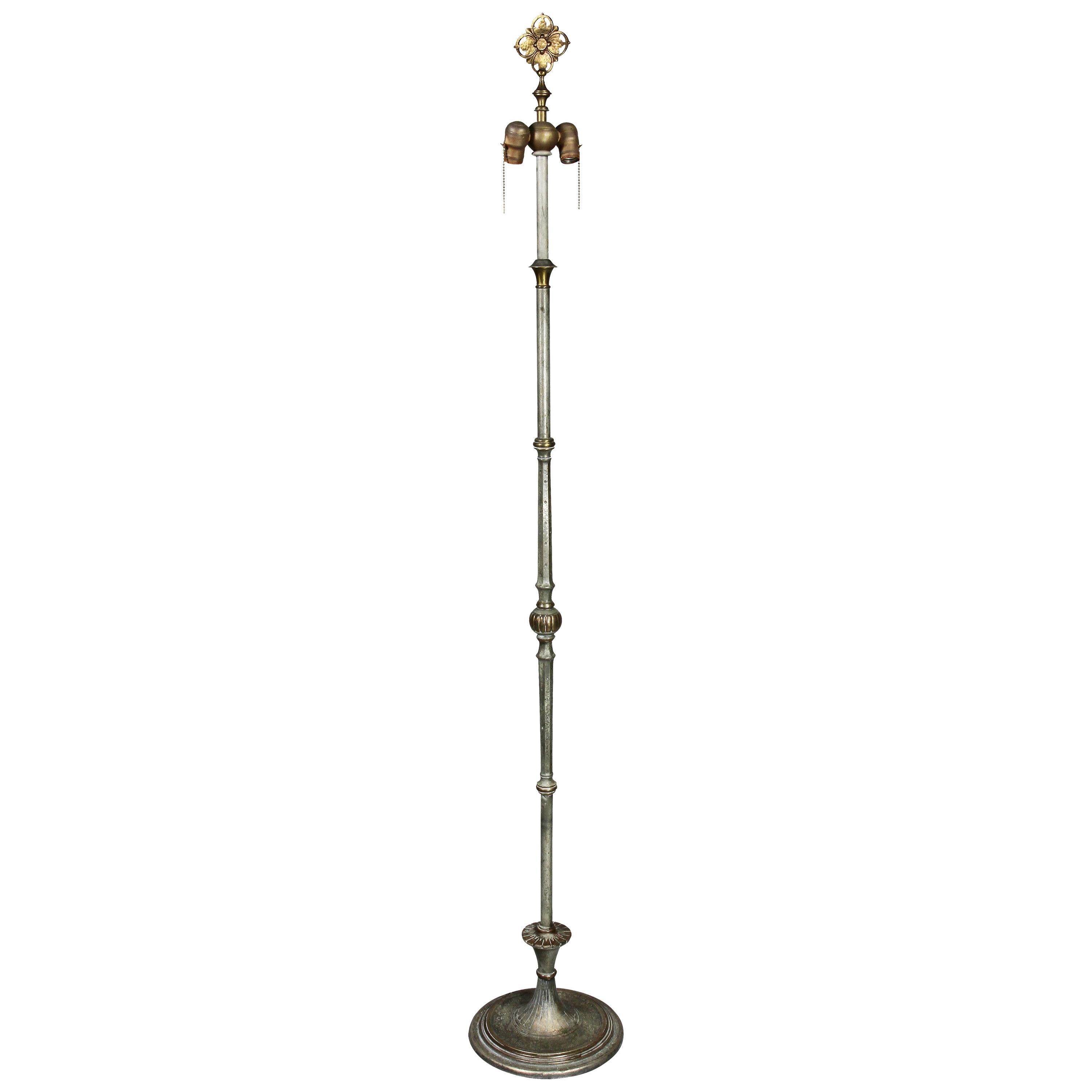 Oscar Bach Silvered Bronze Floor Lamp For Sale