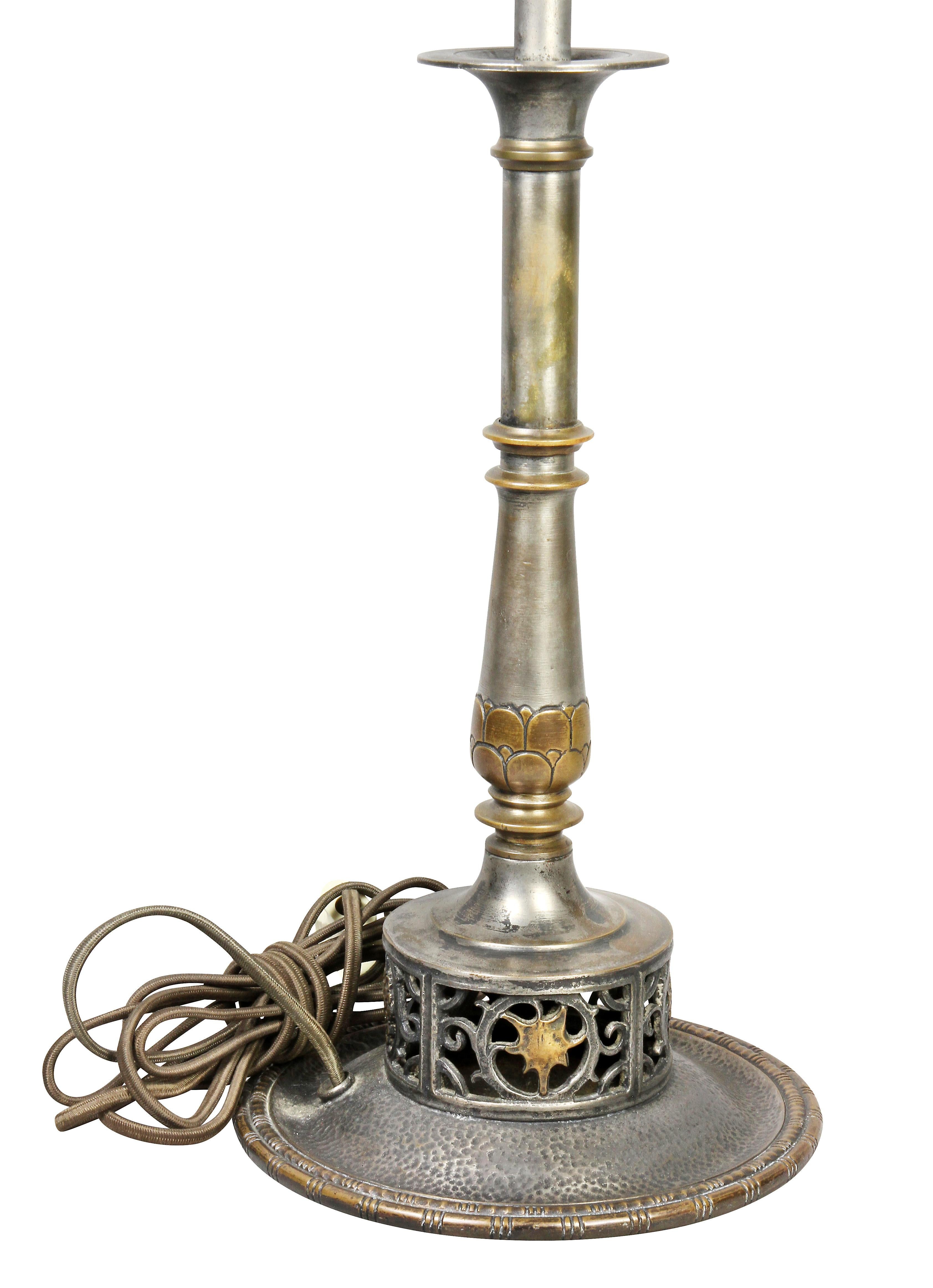 American Oscar Bach Silvered Bronze Table Lamp