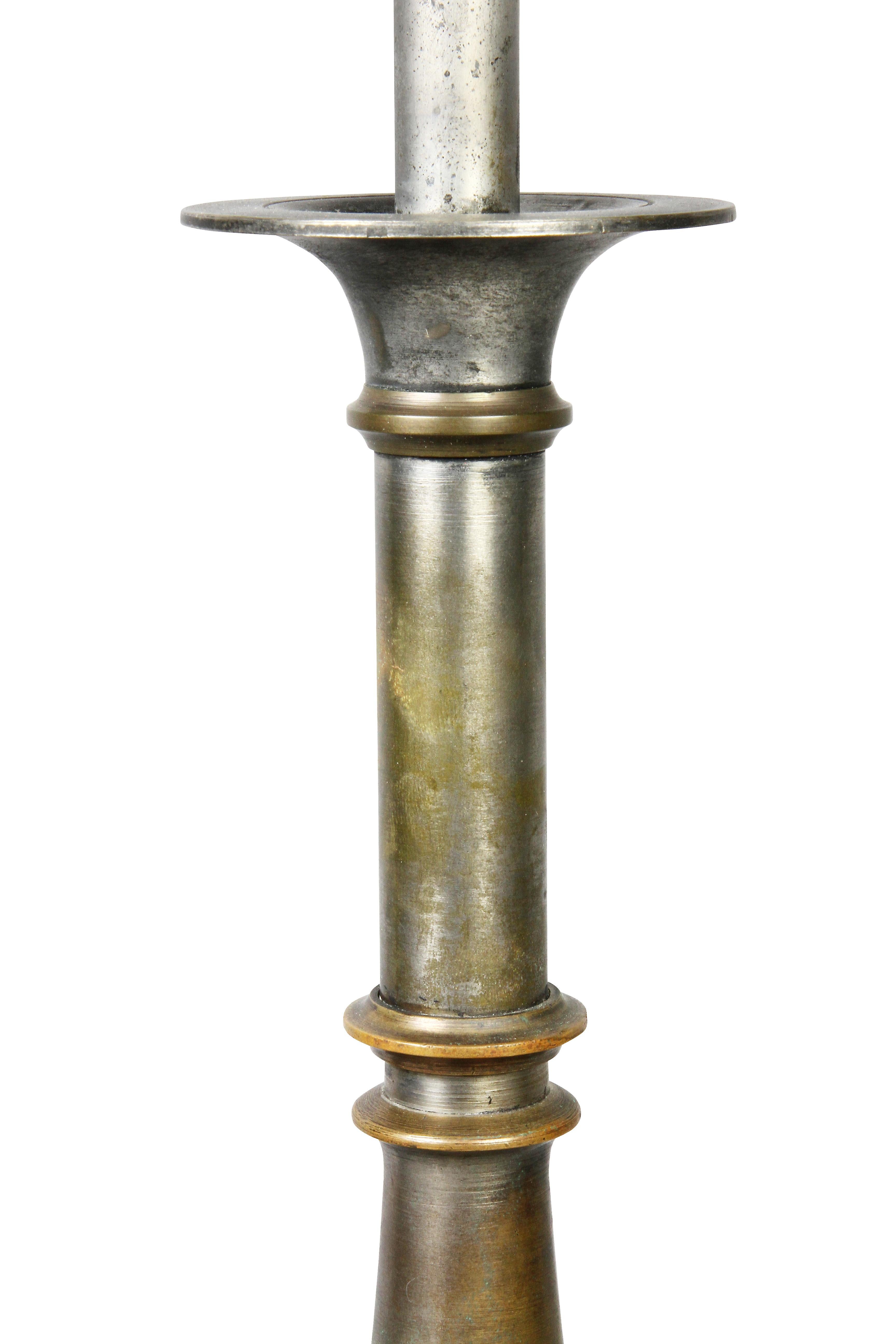 Oscar Bach Silvered Bronze Table Lamp In Good Condition In Essex, MA