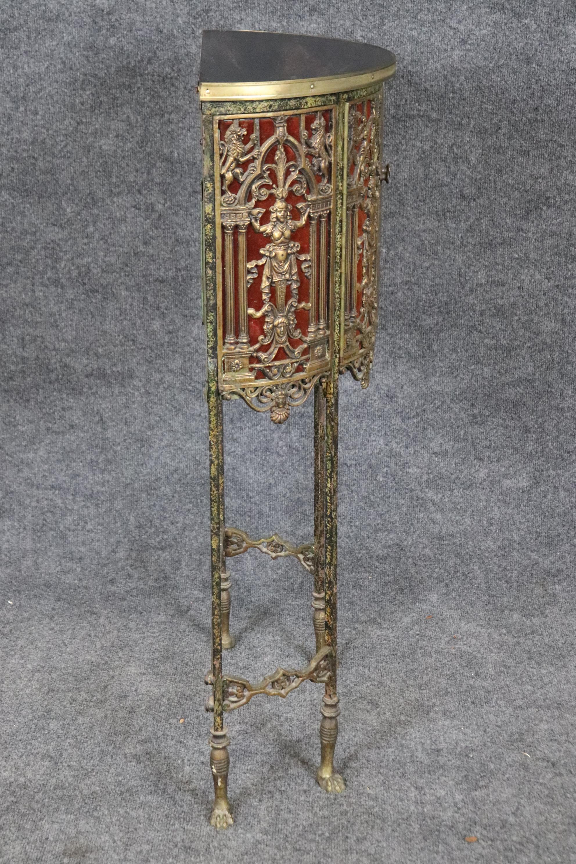 Oscar Bach Style Faux Tortoise Shell Bronze Demilune Cabinet Console & Chair In Good Condition For Sale In Swedesboro, NJ