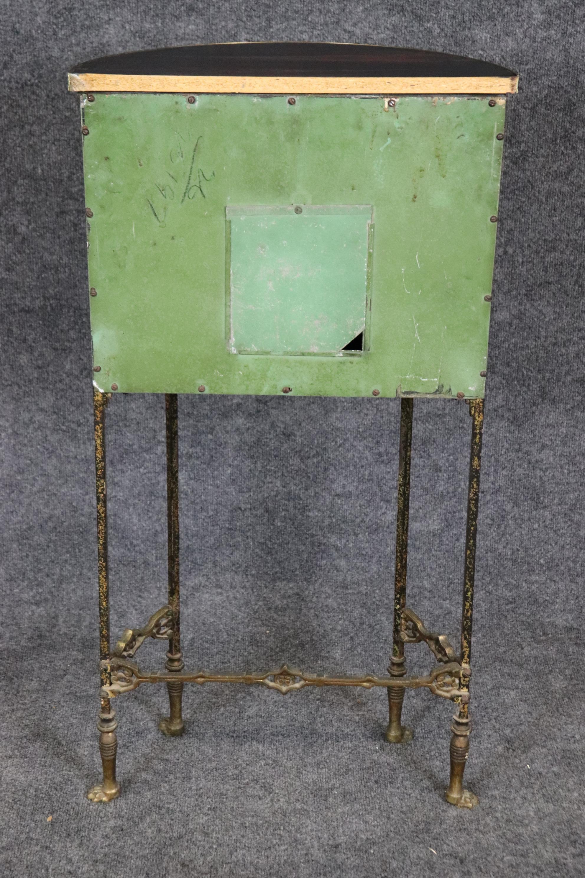 Early 20th Century Oscar Bach Style Faux Tortoise Shell Bronze Demilune Cabinet Console & Chair For Sale