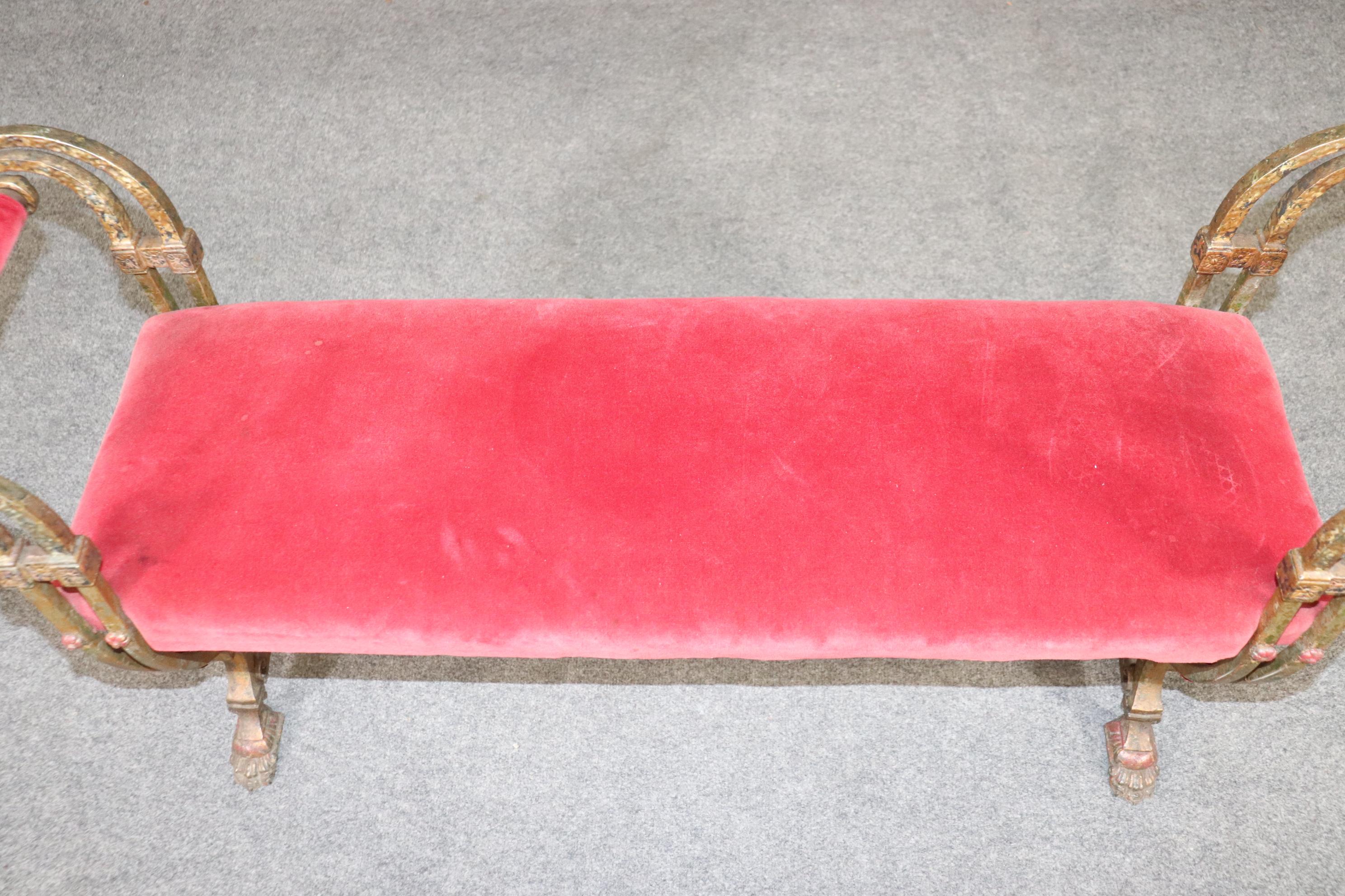 Mid-20th Century Oscar Bach Style Hand-Wrought Iron Upholstered Window Bench circa 1930 For Sale