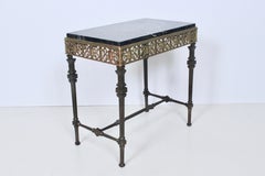 Oscar Bach Style Marble, Burnished Bronze and Iron Occasional Table, 1920s