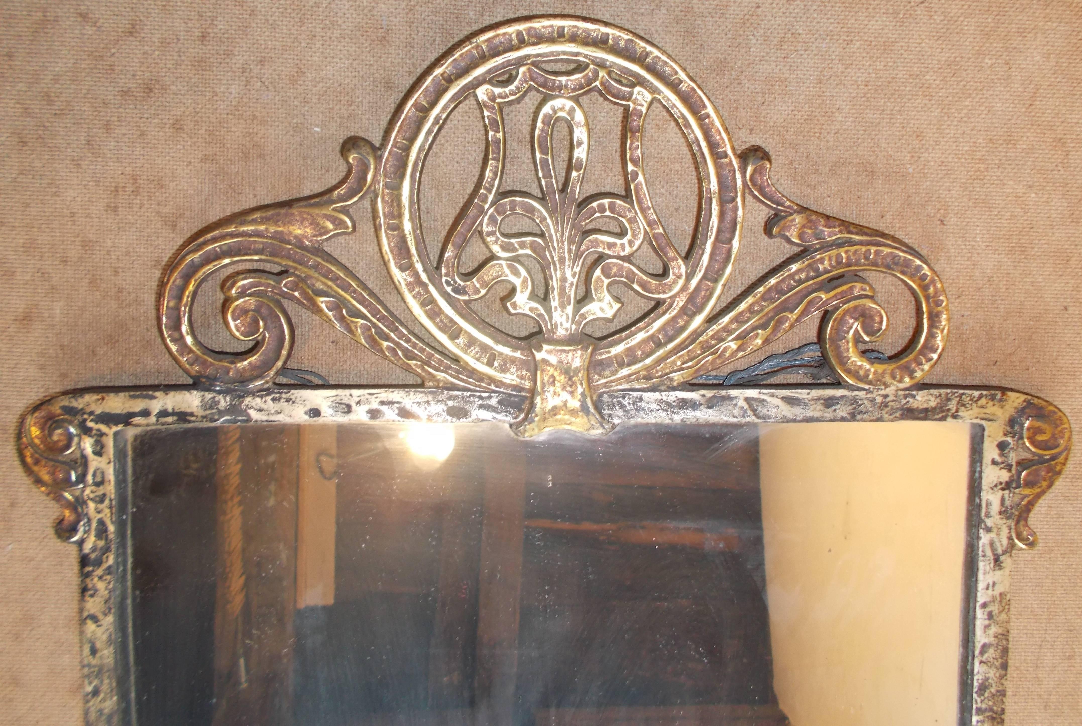 Marcel Bergue Style Mirror Bronze and Iron  In Good Condition For Sale In Sharon, CT