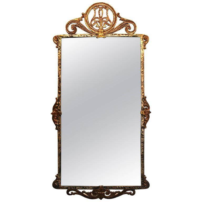Marcel Bergue Style Mirror Bronze and Iron 