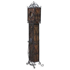 Oscar Bach Style Wrought Iron and Mica Light Up Stand Up Clock