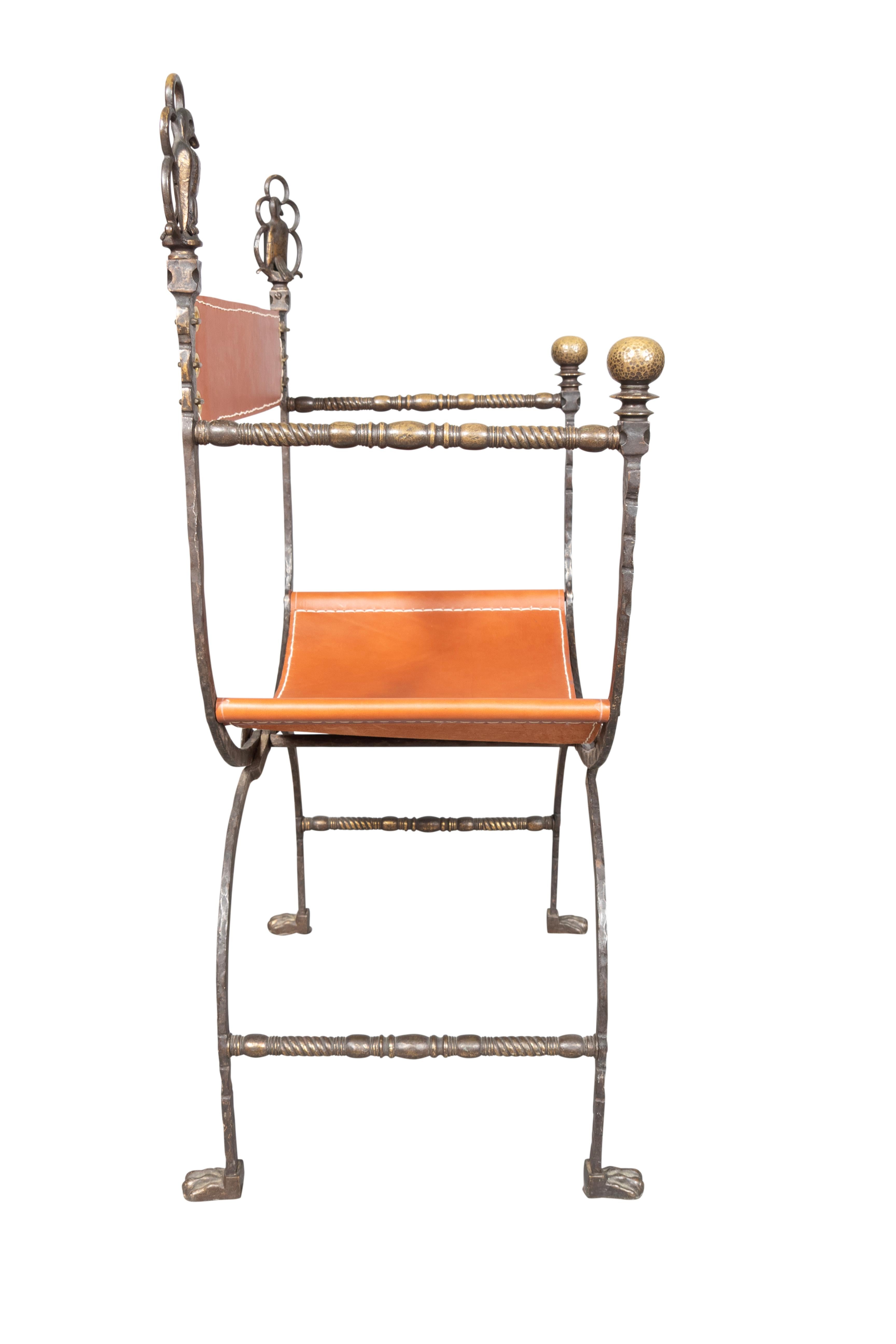 Sillón Oscar Bach de hierro forjado y bronce Art Decó en venta