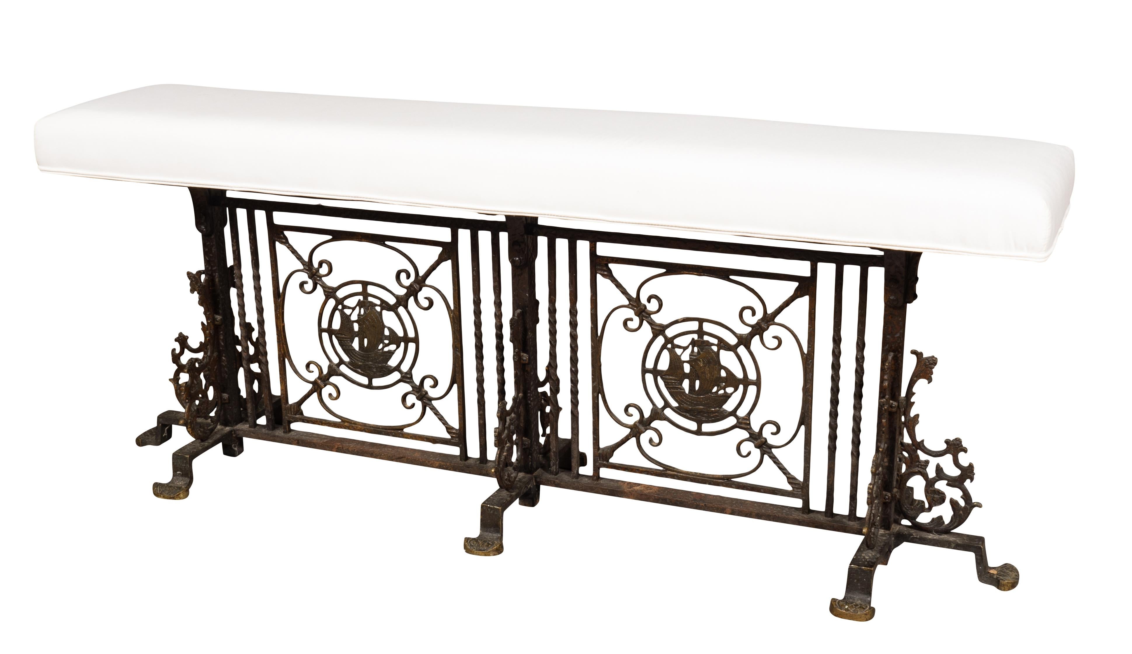 Américain Banc en fer forgé Oscar Bach en vente