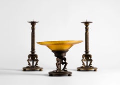Oscar Bruno Bach, Candlesticks and Ram Motif Compote Dish, United States, 1920's