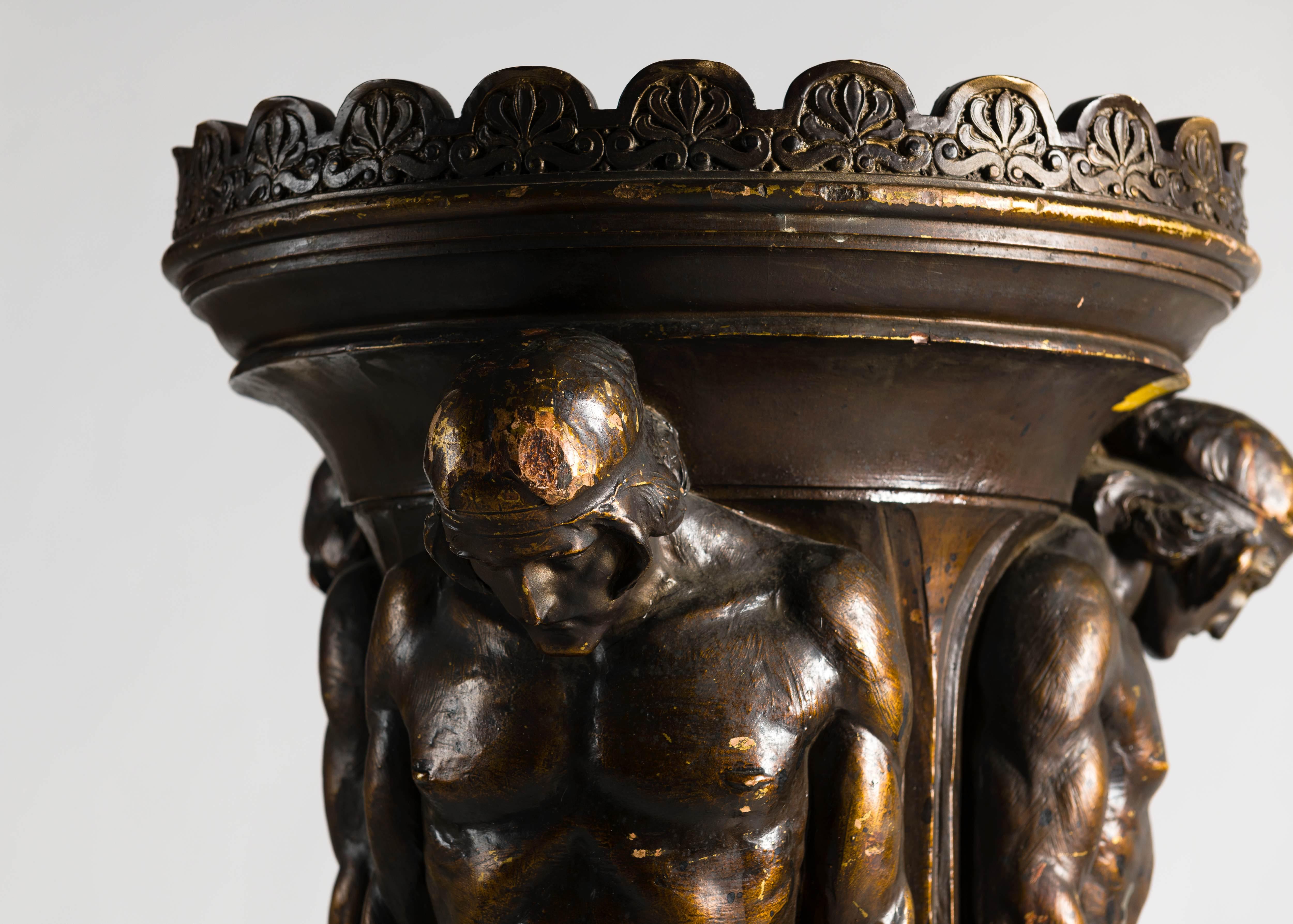 Americano Oscar Bruno Bach, Piedistallo rotondo con bassorilievi figurativi, Stati Uniti, anni '20 in vendita