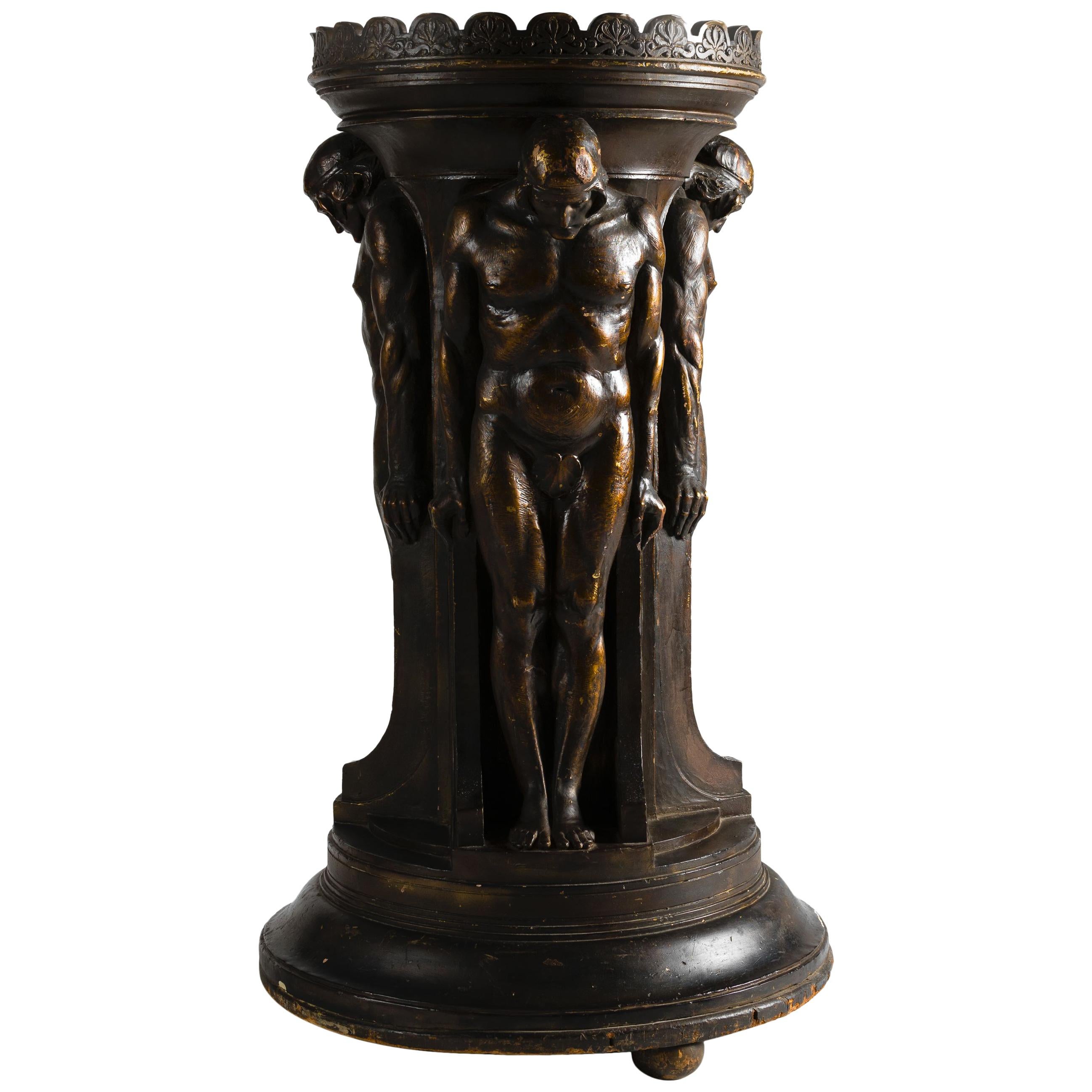 Oscar Bruno Bach, Round Pedestal with Figural Bas-Reliefs, United States, 1920s For Sale