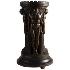 Antique Oscar Bruno Bach, Round Pedestal with Figural Bas-Reliefs, United States, 1920s