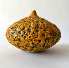 Oscar Bucher Stoneware Orange Lava Crater Glaze Weed Pot Vase
