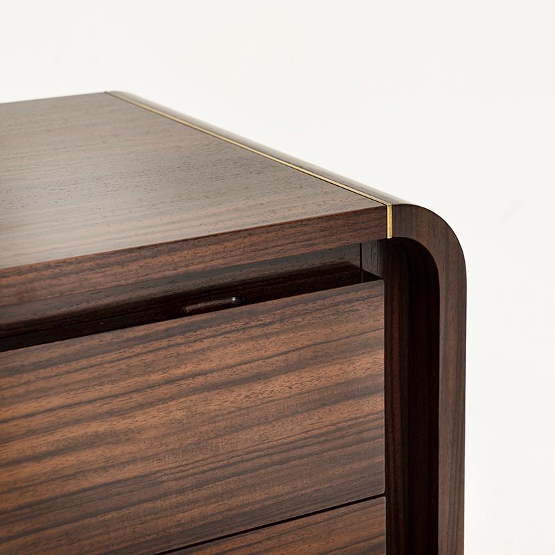Mid-Century Modern Oscar Cabinet or Bedside Table, Bespoke, Rosewood with Antique Brass Detail For Sale