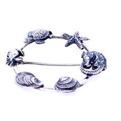 Oscar Caplan Sterling Silver Sea Life Pin